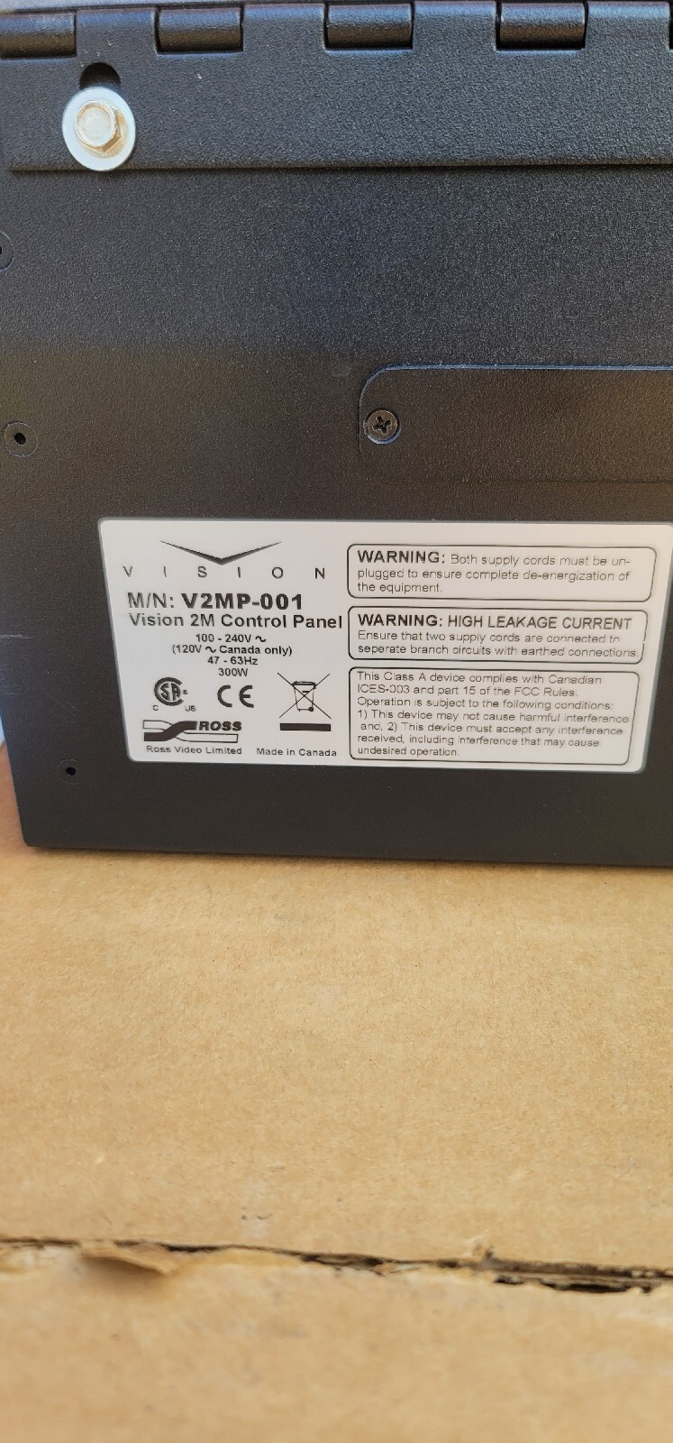 Ross V2MP-001 Vision 2M Control Panel