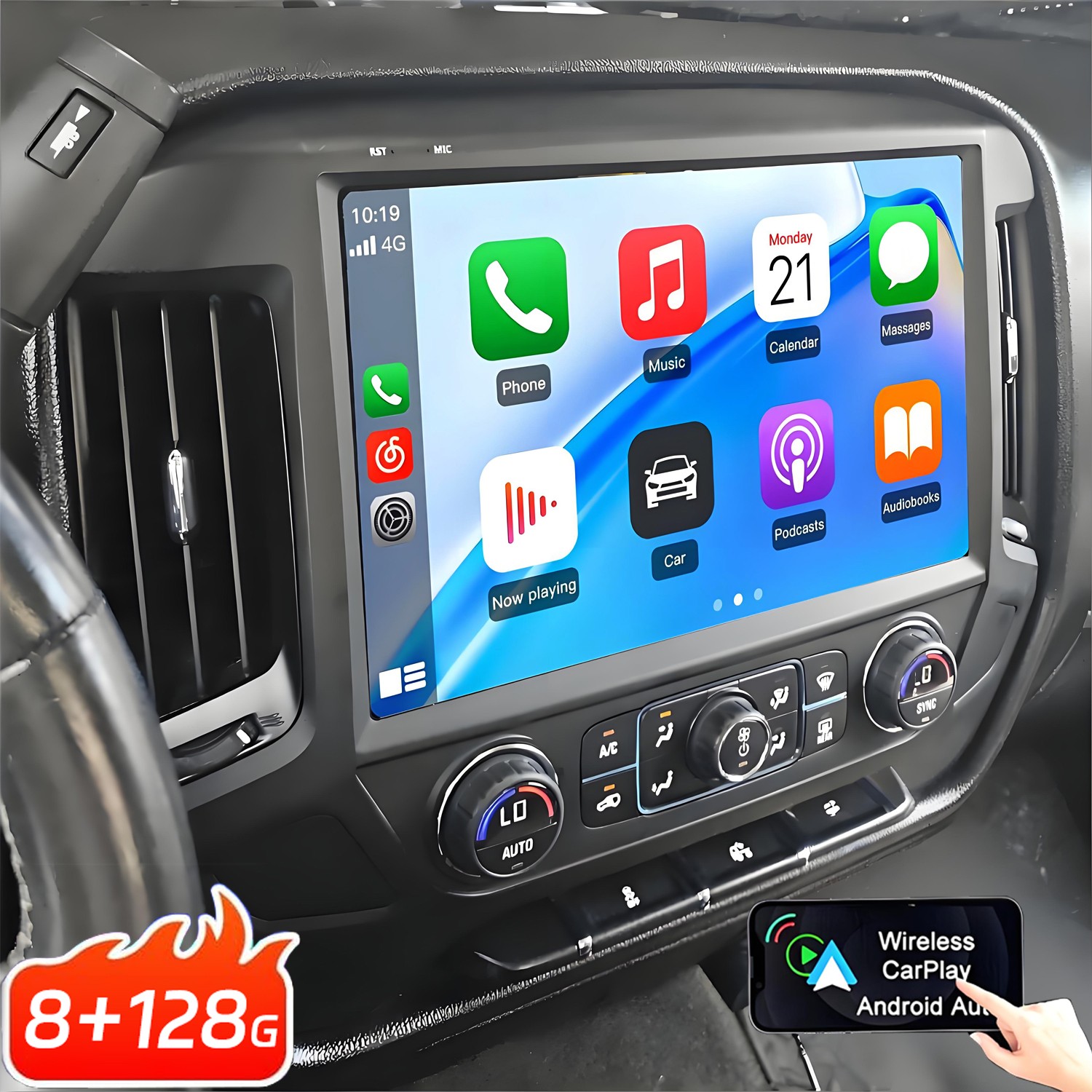 13.1'' Carplay Car Stereo Radio For 2014-2018 Chevy Silverado GMC Sierra 8+128GB