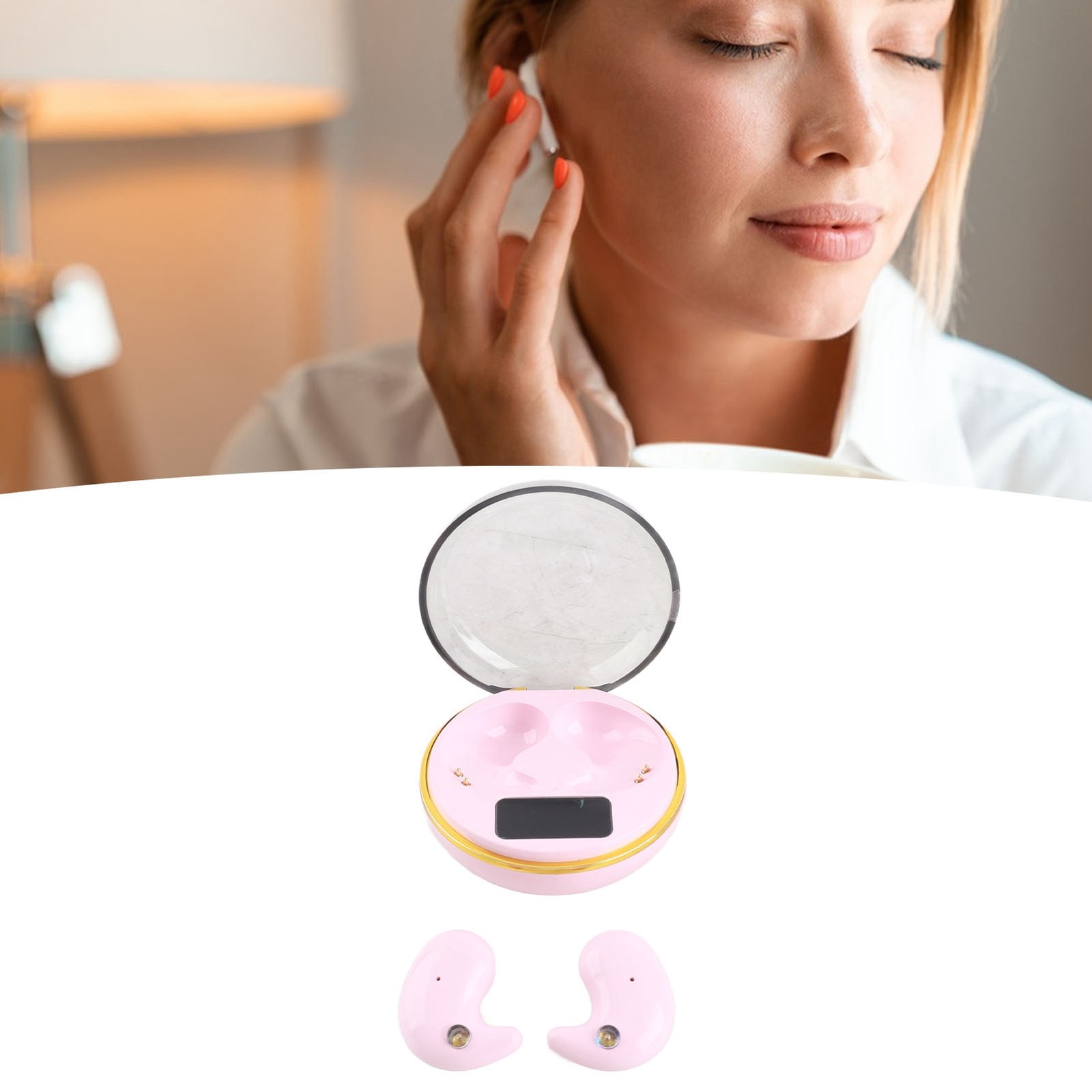 Bluetooth Earbuds With Digital Display Charging Case Stereo Wireless Earphones