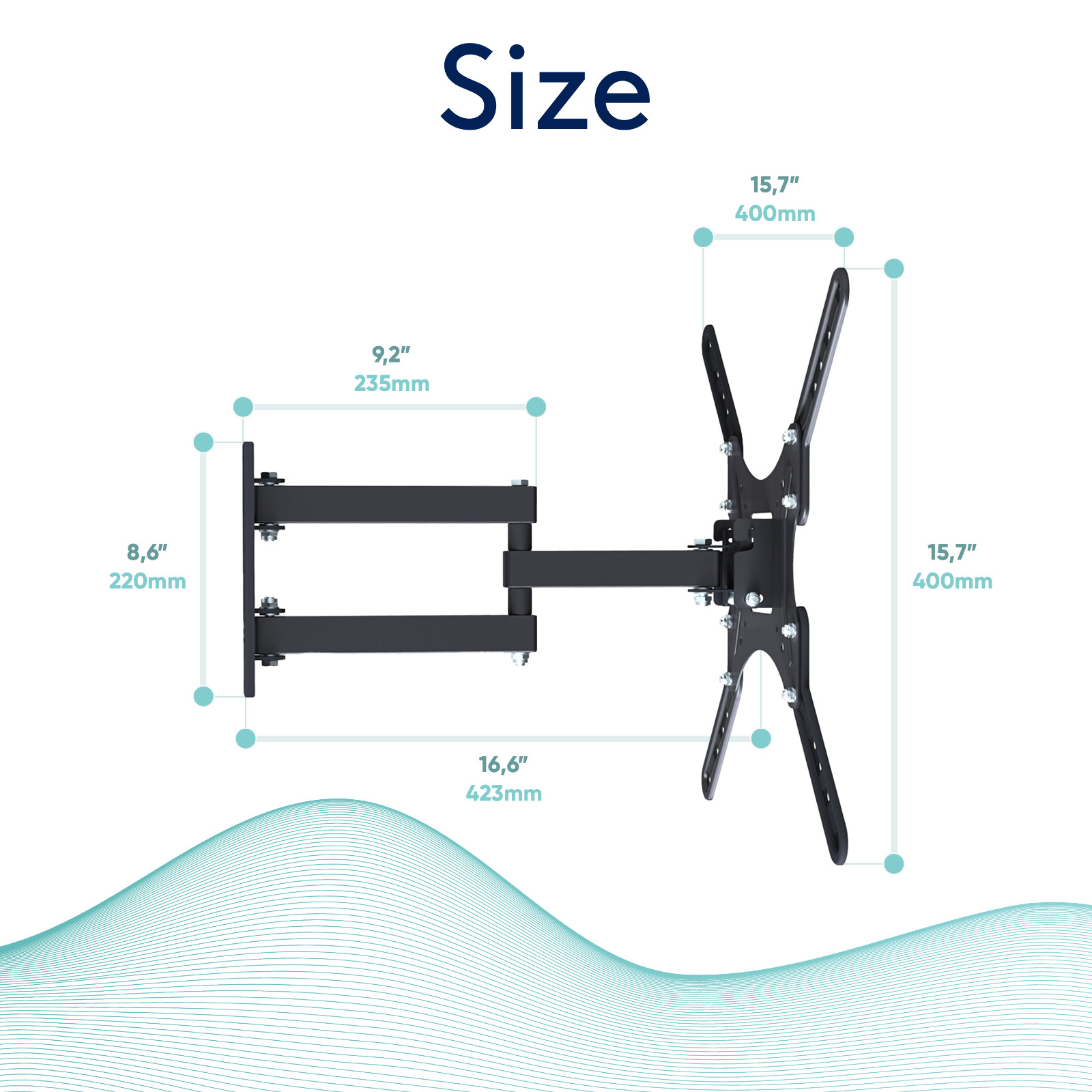 23-55 inch Full Motion Swivel Tilt VESA Bracket for Small Apartments & Studios