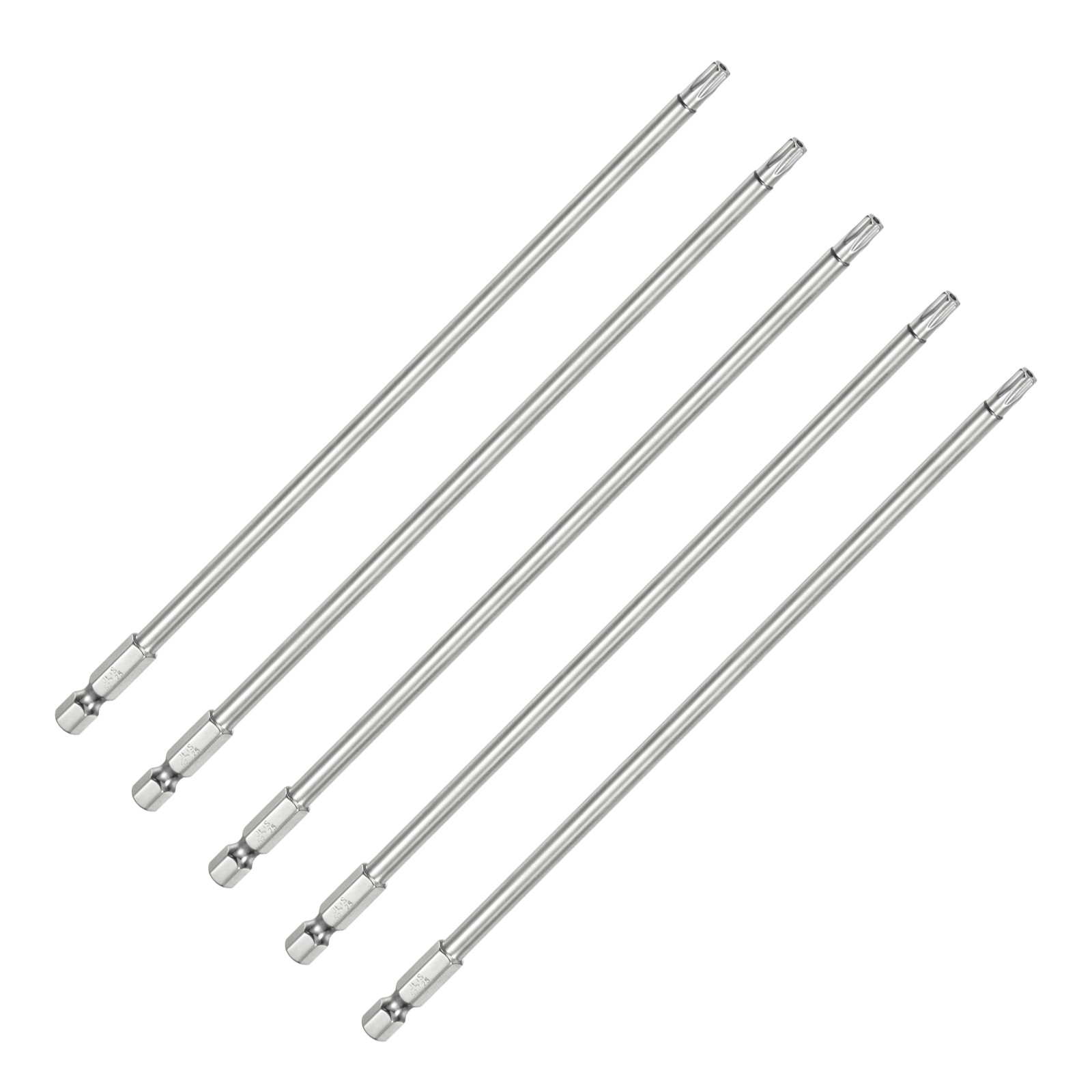 5pcs T25 Security Torx Bit 1/4" Hex Shank 8" S2 Steel for Driver Drill Bits