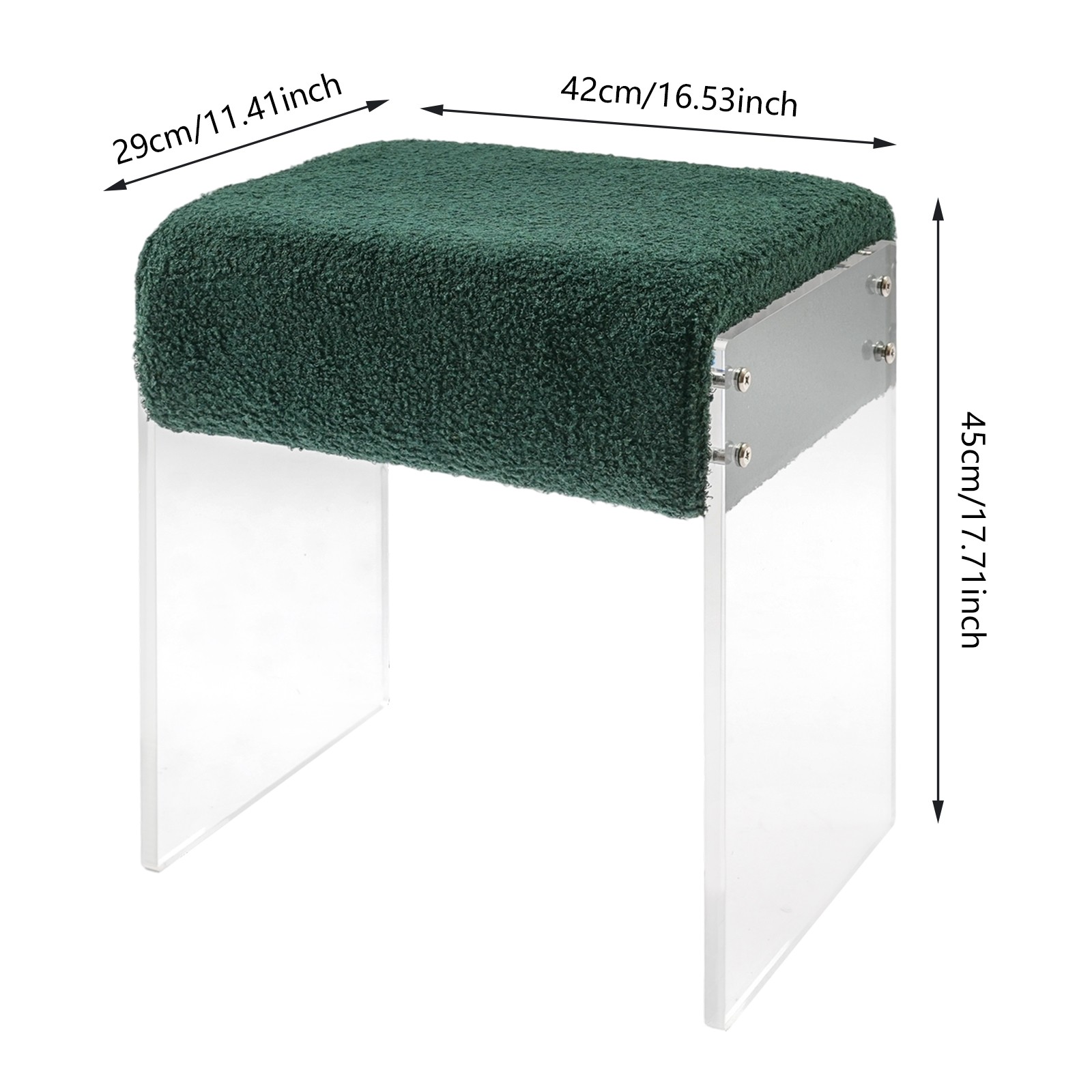 Modern Minimalist Acrylic Stool Chair, Makeup Stool Chair with Cushion Green
