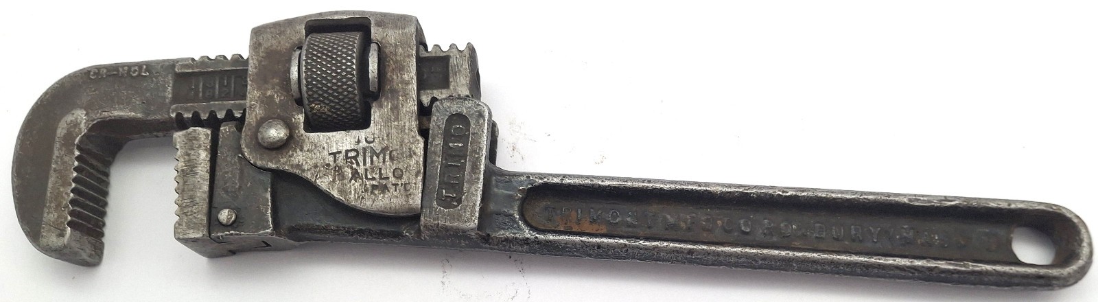 Antique TRIMONT TRIMO Pipe Wrench – Roxbury Mass – Early Stillson – Forged Steel