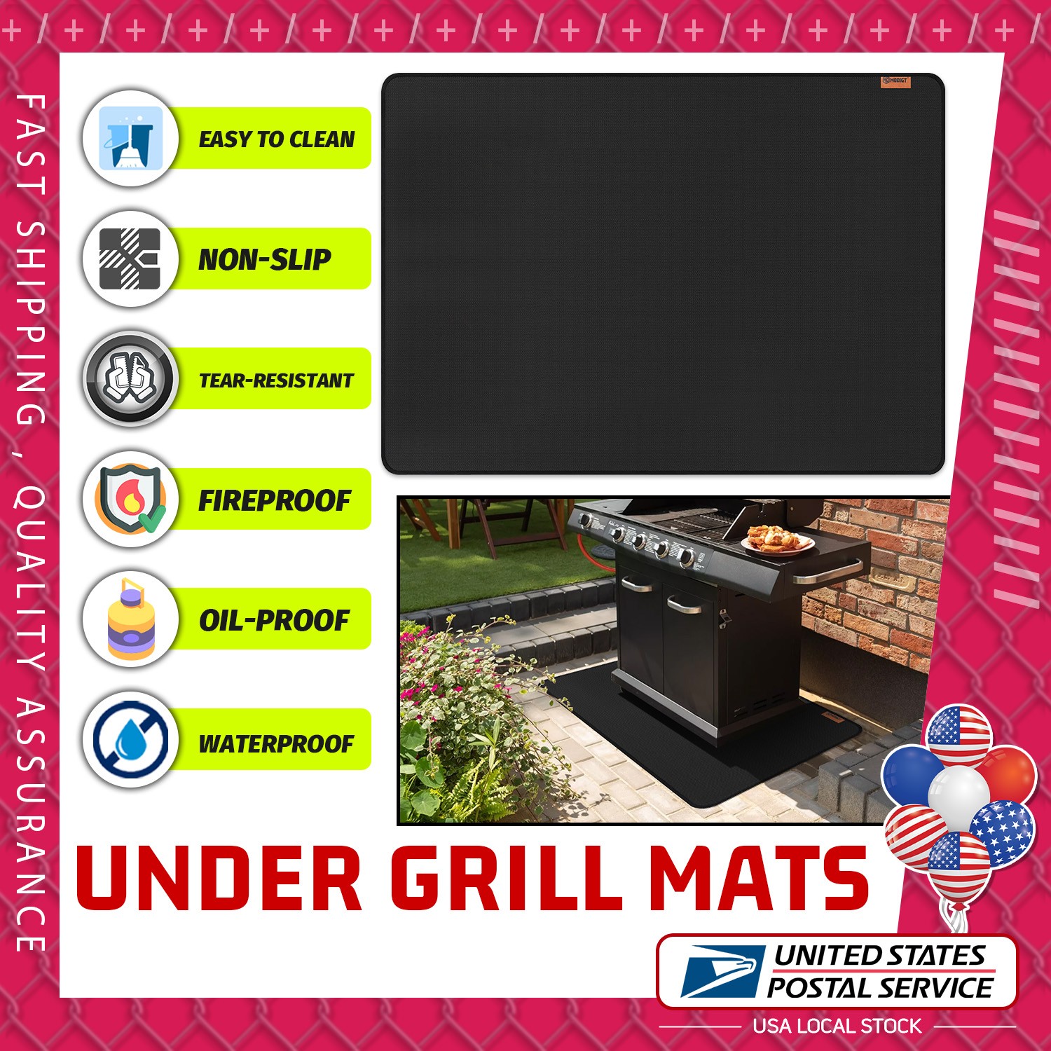 52"X76" Under Grill Mats for Outdoor Easy to Clean Reusable for Deck Protector