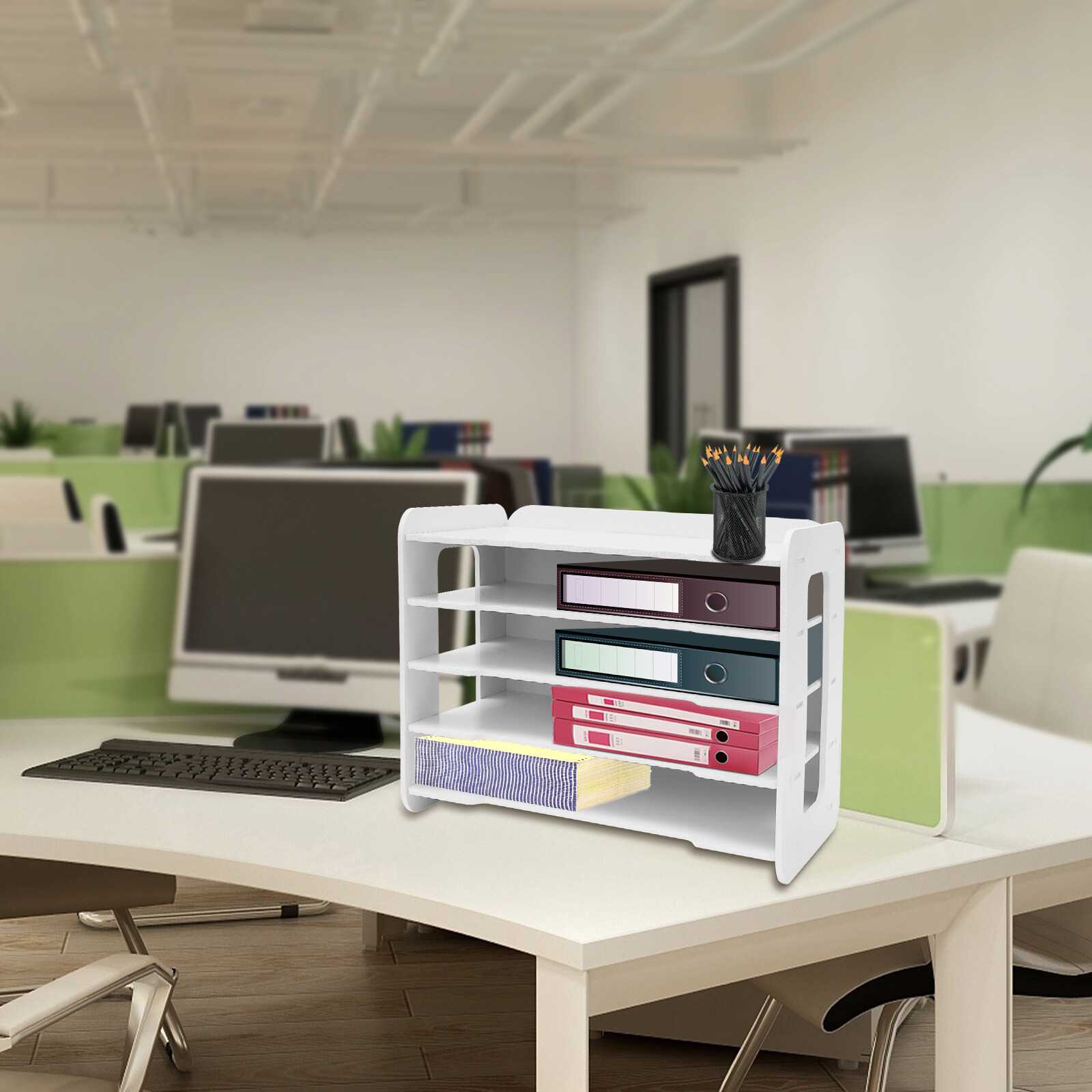 Stackable File Organizer Tray Desk Desktop Paper Document Tray Holder 5 Tiers