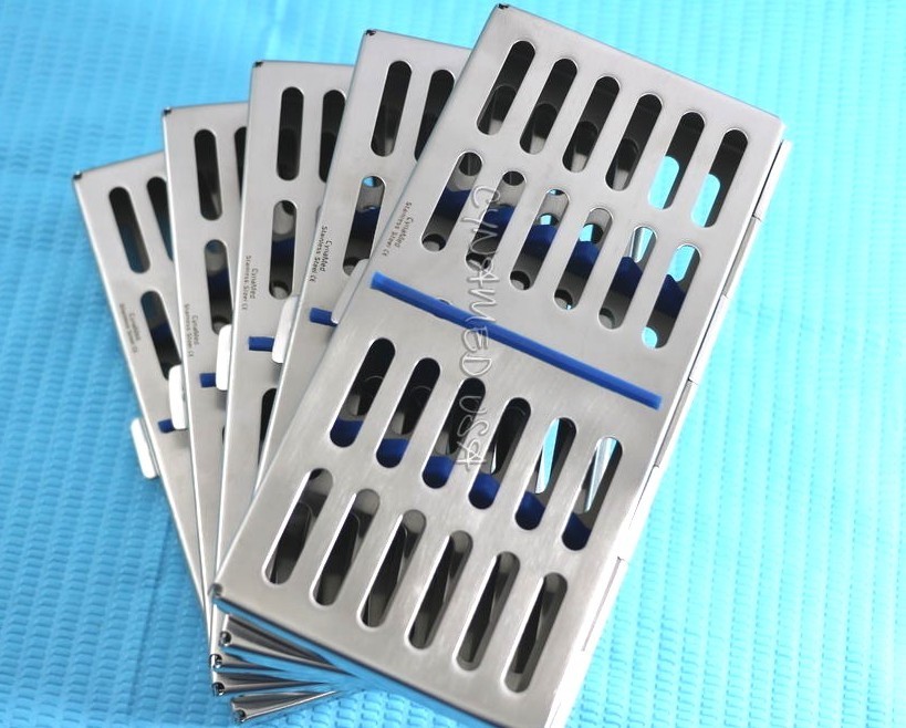 NEW 5 DENTAL AUTOCLAVE STERILIZATION CASSETTE RACK BOX TRAY FOR 7 INSTRUMENTS