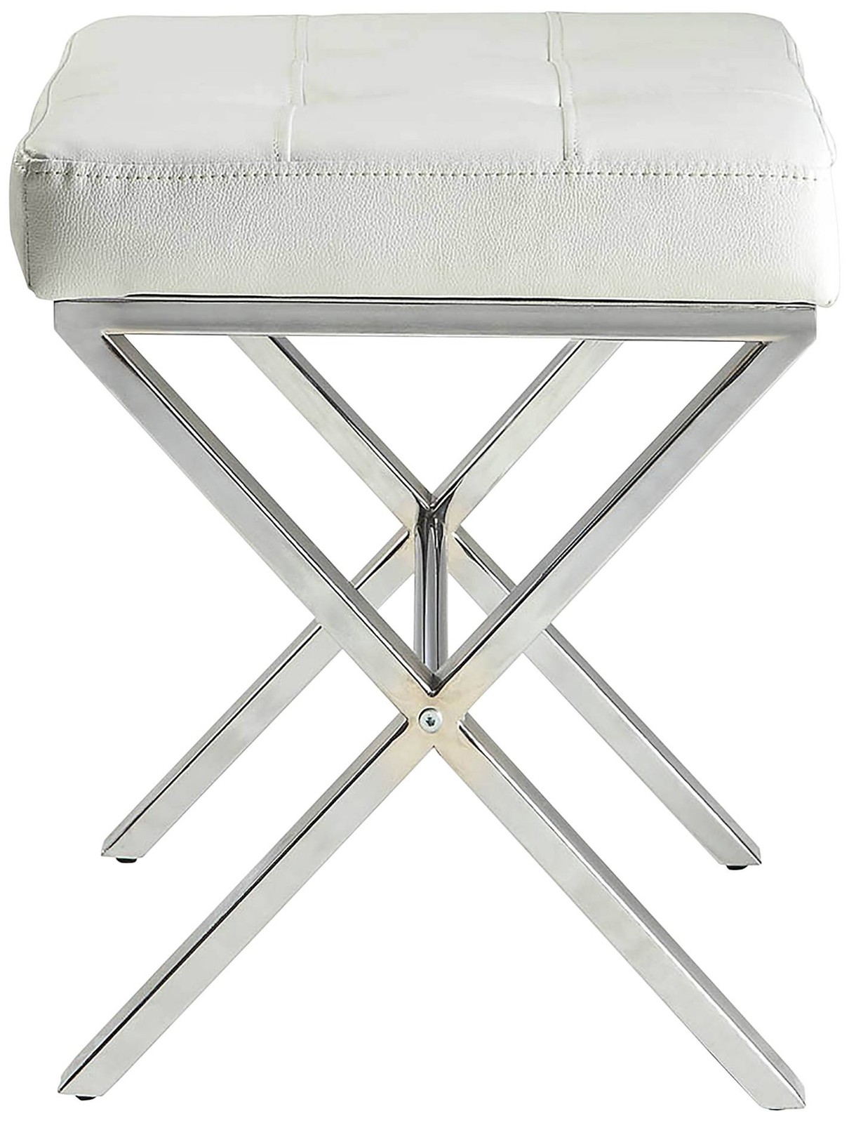 Vera 20" Wide White Tufted Leatherette Vanity Bench