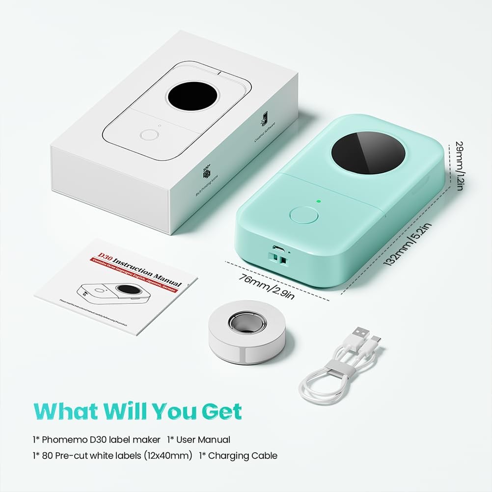 Phomemo D30 Label Maker Machine Portable Bluetooth Mini Label Printer