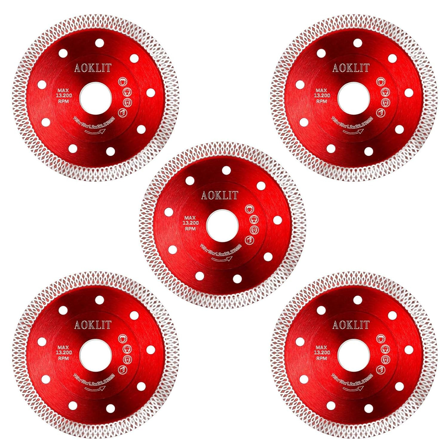 5 Pcs Diamond Saw Blades, 4-1/2" Tile Grinder Blade for Angle Grinder, Super Thi
