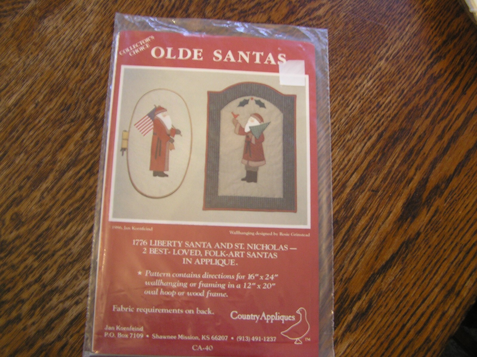 1986 Country Appliques 1776 LIBERTY SANTA & ST. NICHOLAS Applique Quilt Pattern