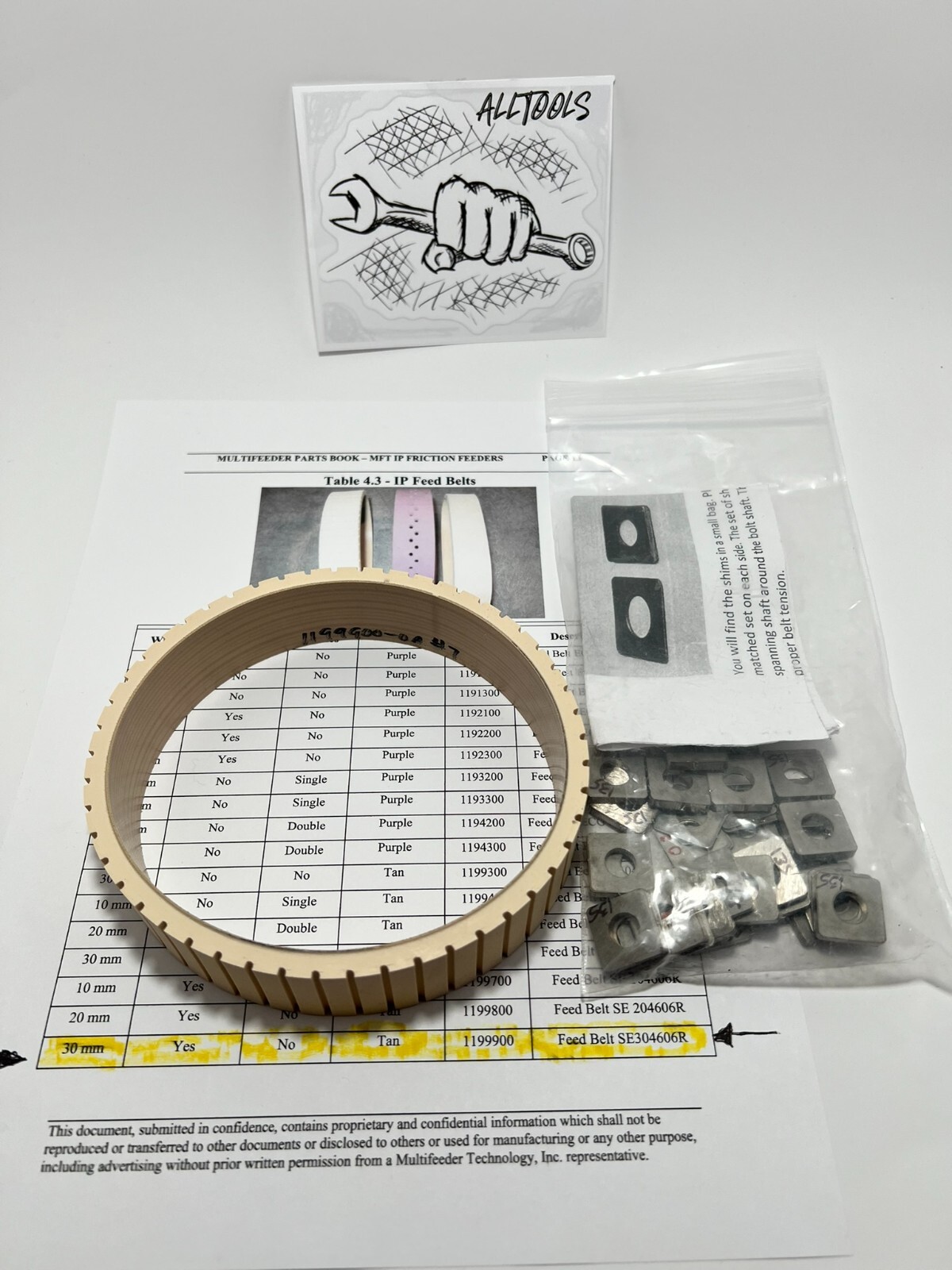 Multifeeder MFT belt-Original Parts, Feed Belt 1199900, 30mm wide SE304606R