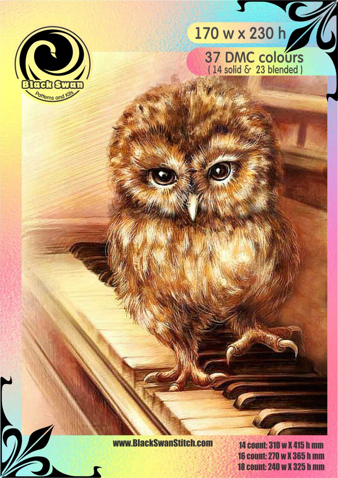 Piano Owl 177 - Chart Counted Cross Stitch Pattern Needlework Xstitch