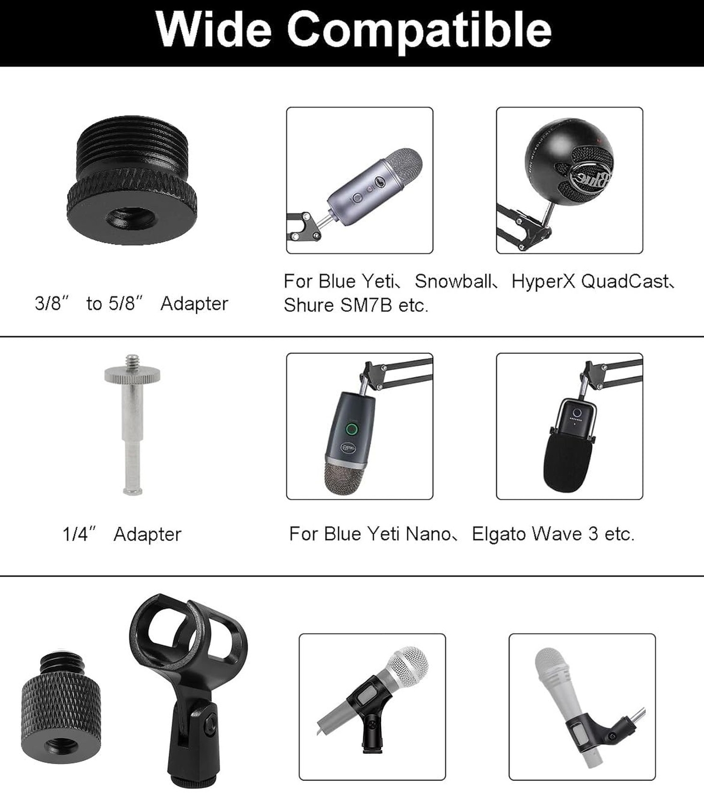 Microphone Floor Stand for Blue Yeti, Nano, Snowball, HyperX,Razer,Logitech U...