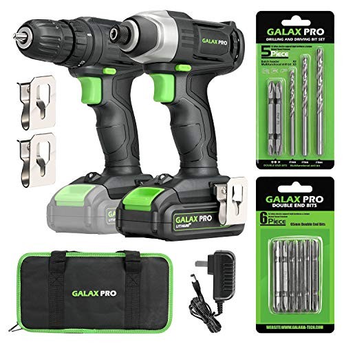 Cordless Drill Driver/Impact Driver with 1pcs 1.3Ah Lithium-Ion Batteries, Ch...