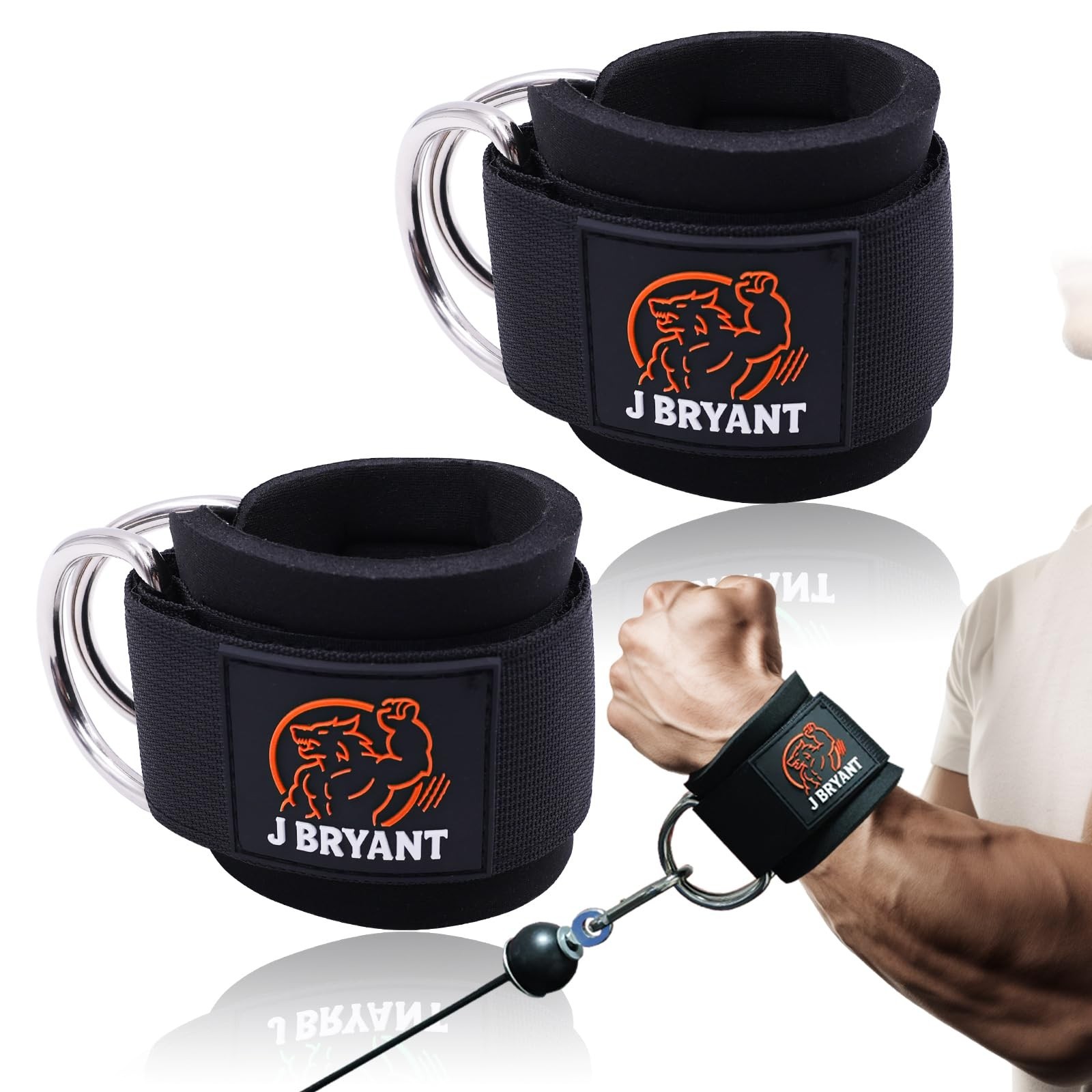 Wrist Cuffs for Cable Machine Workouts – Padded Wrist Straps with Reinforc