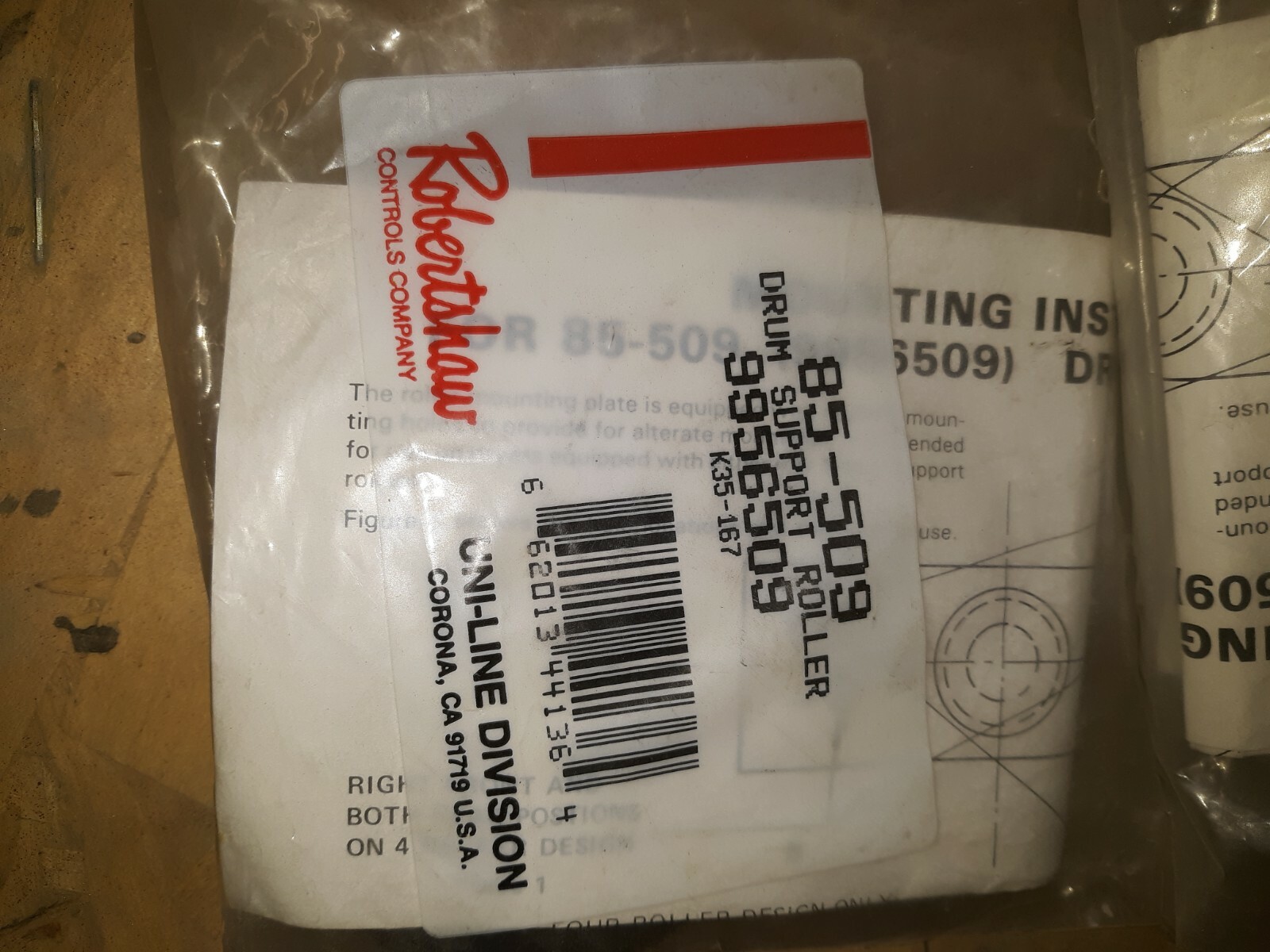 85-509 Robert Shaw Drum Support Roller