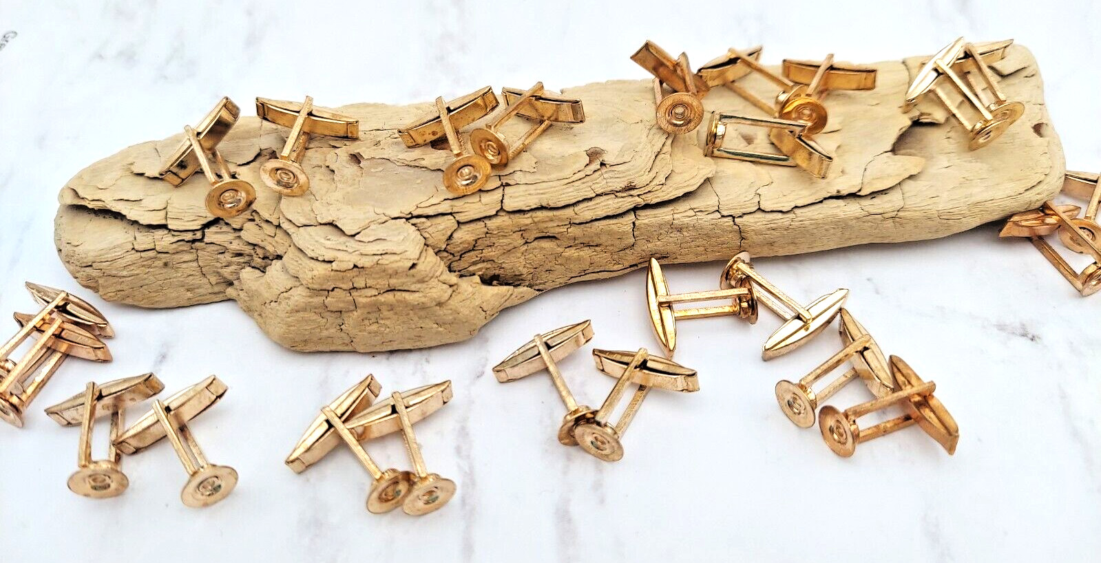 Gold plated cufflinks settings lot of 12 pair