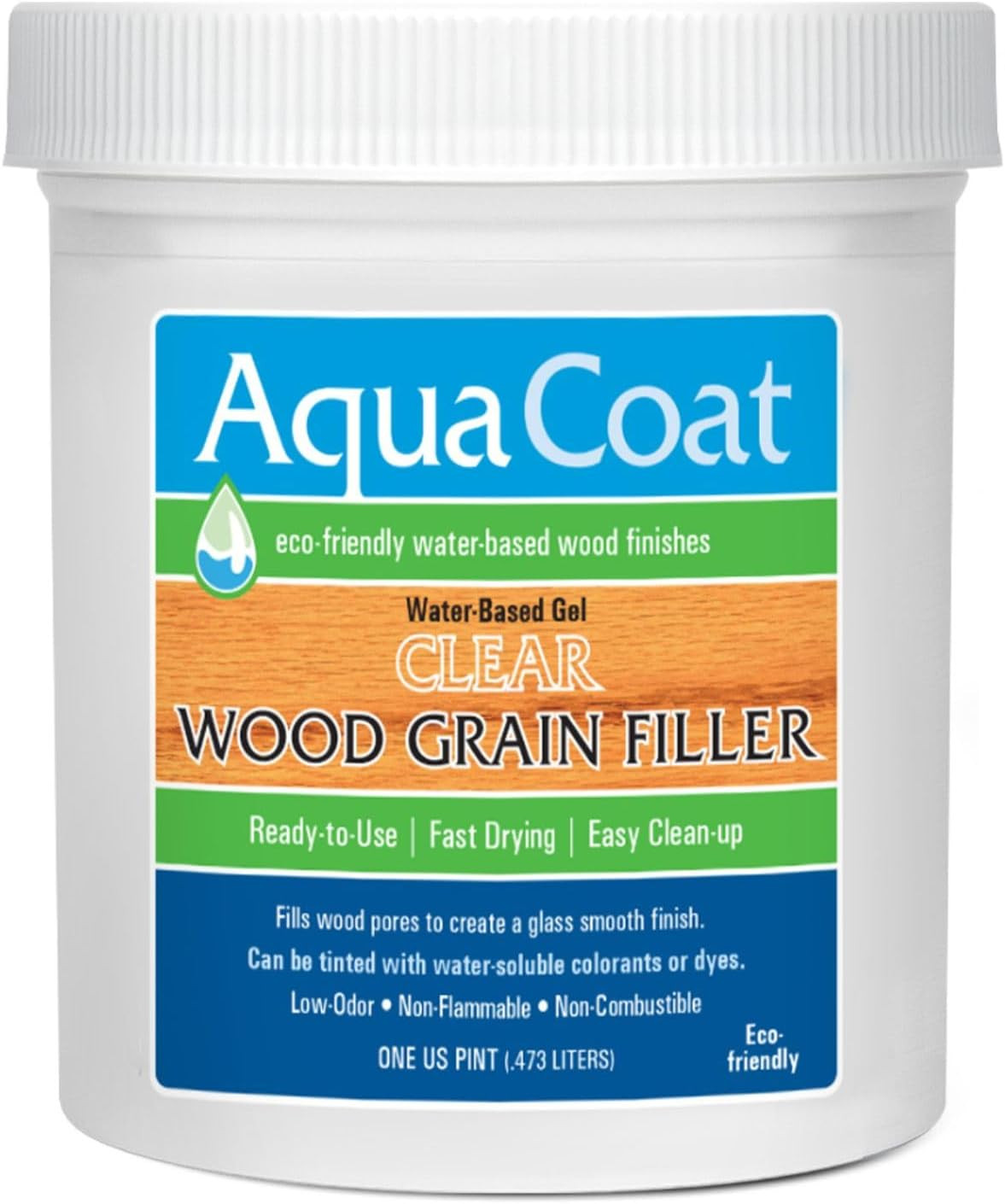Aqua Coat Water-Based Clear Wood Grain Filler Gel Fast-Drying Low Odor Low VO