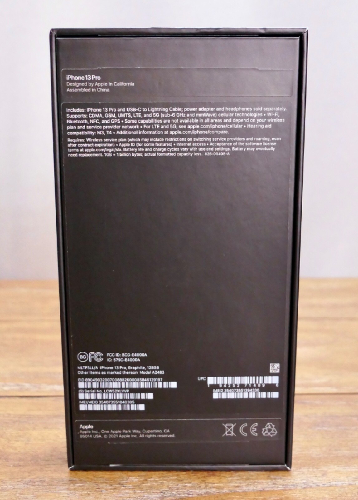 BOX ONLY Apple iPhone 13 PRO Graphite with Ejector, Manual and Sticker