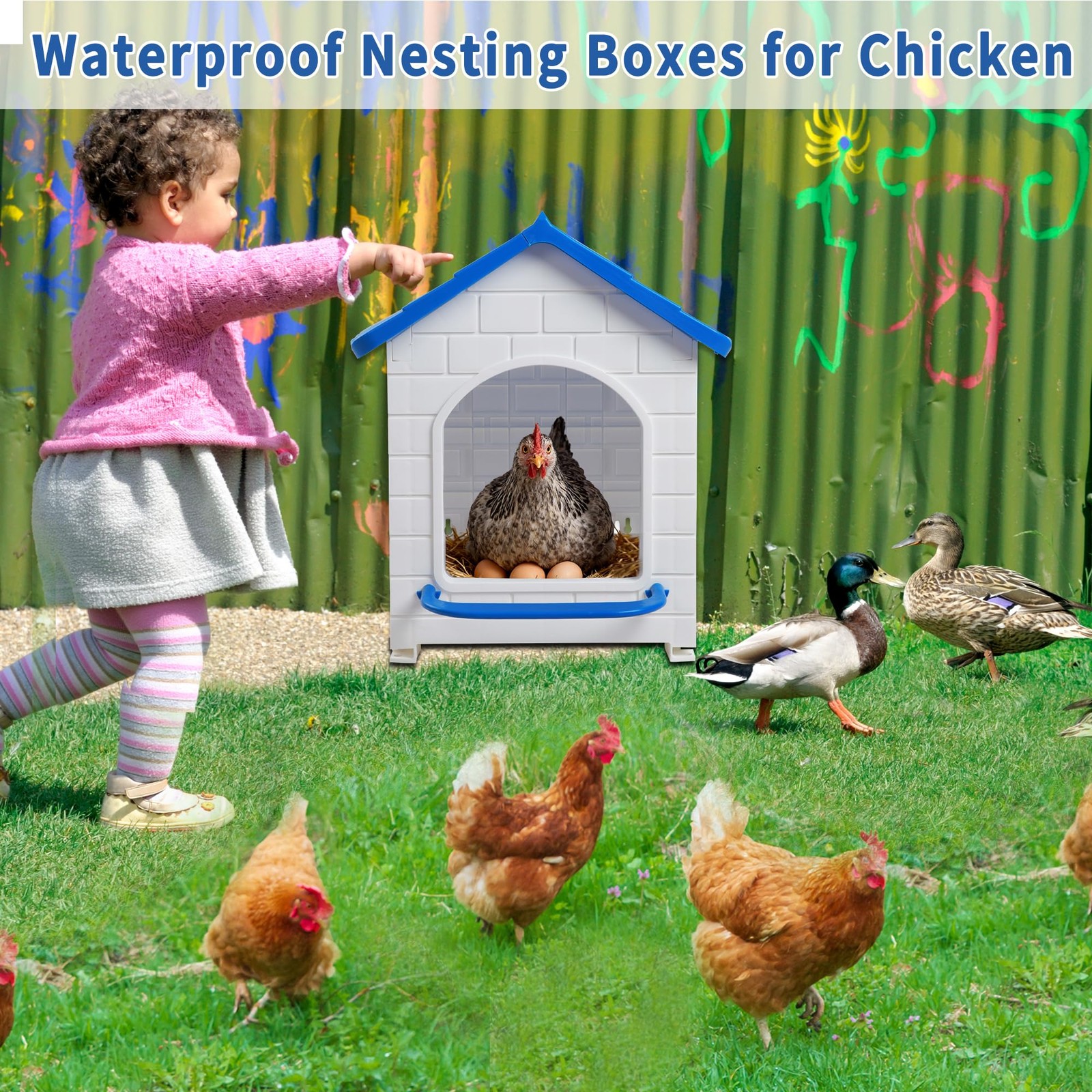 Nesting Boxes for Chicken, 100% Waterproof Hens Nesting for Laying Eggs for H...
