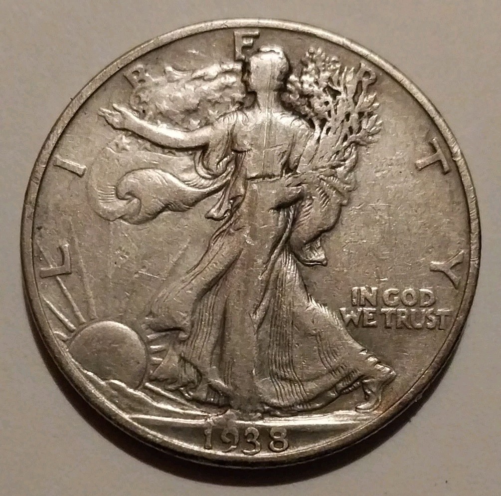 1938 D Walking Liberty Half Dollar Scratched