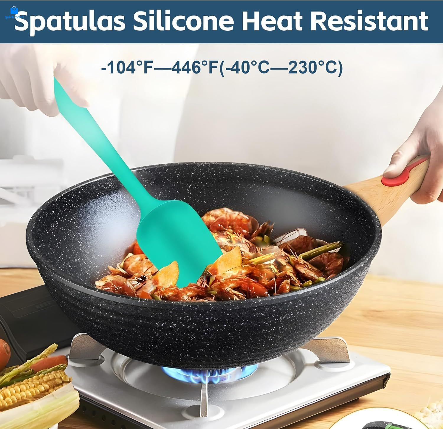 Barsone 5-Piece Silicone Spatula Set - Heat Resistant Medium, Multicolor
