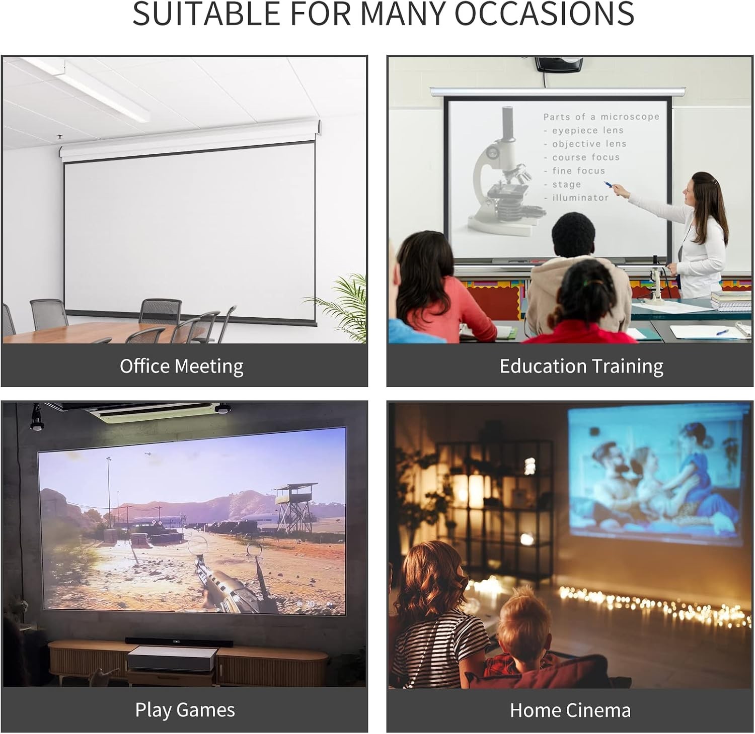 120" Motorized Projector Screen w/ Remote Control