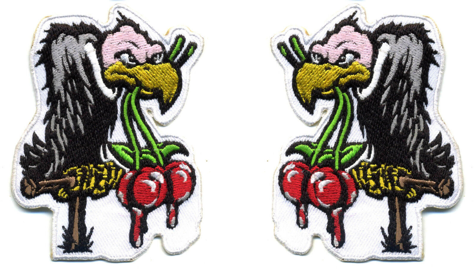 Vulture Buzzard cherry patch set pair badge hot rod rockabilly western shirt