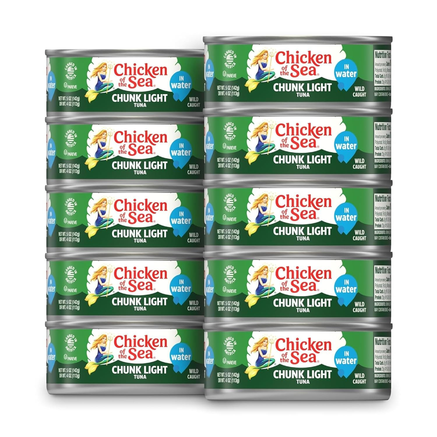 Chicken of the Sea Chunk Light Tuna in Water 5 oz. Can Pack of 10
