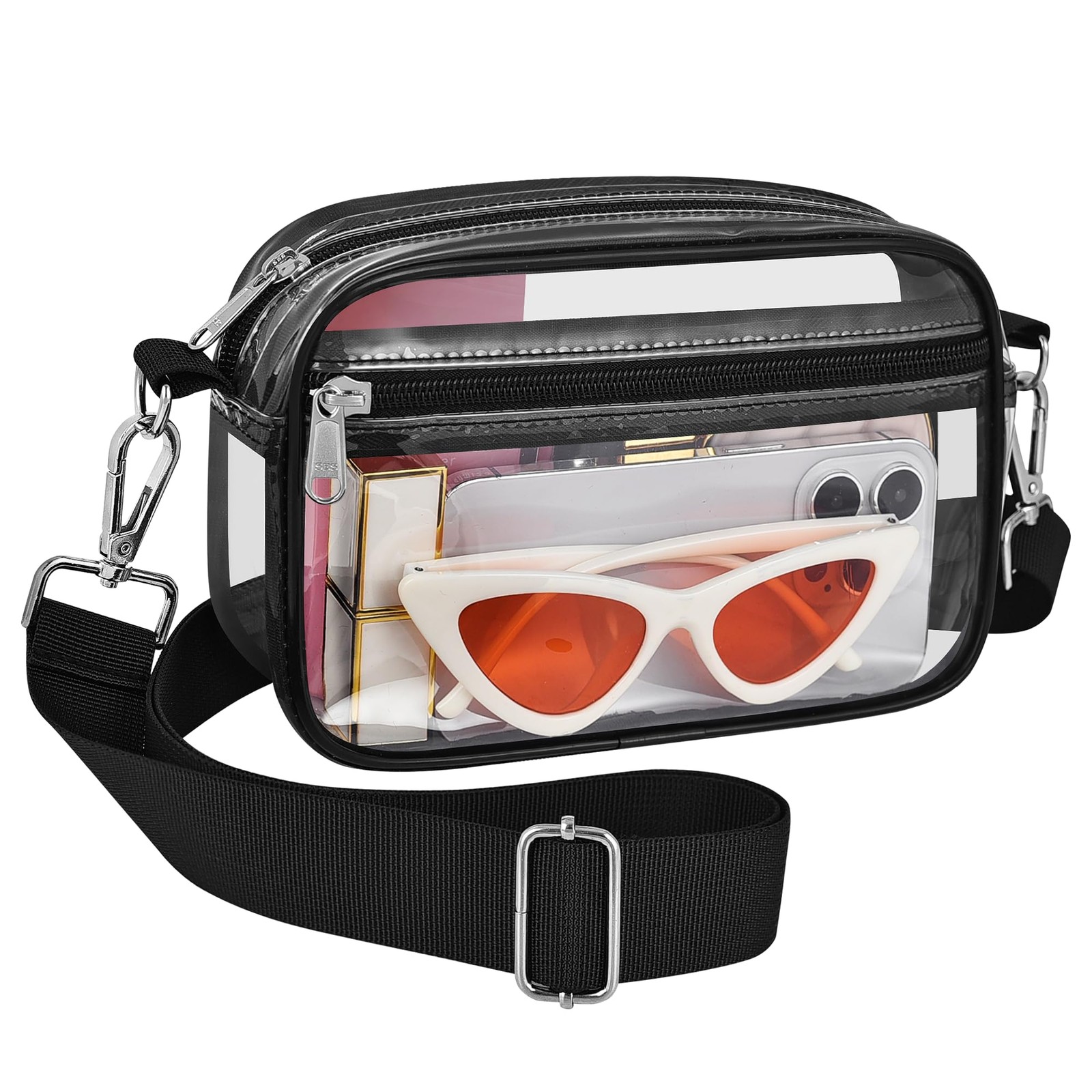 Bagenius Clear Purse Stadium Approved, Sports fan Handbag Purses Small, Black