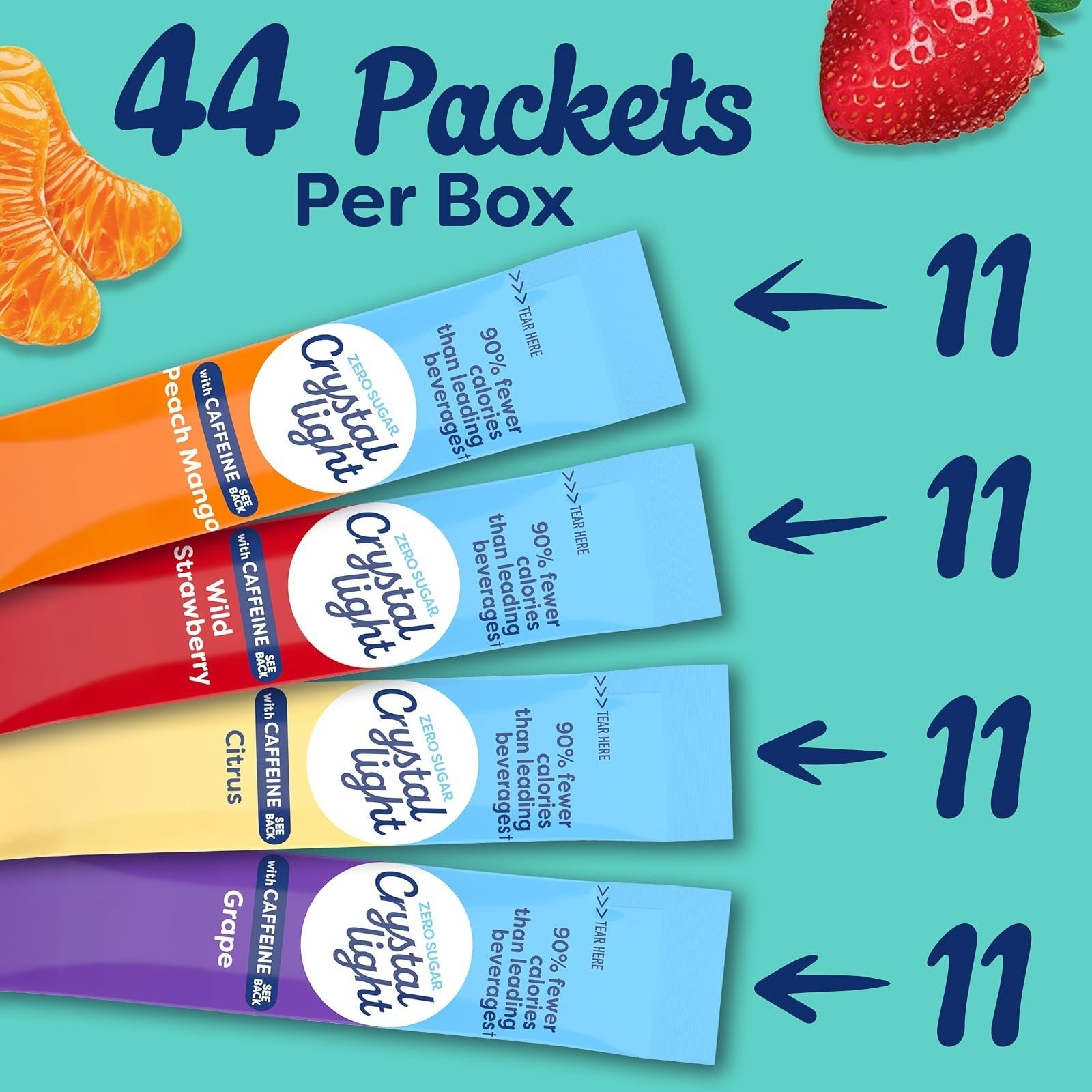 Crystal Light Energizing Drink Mix Variety Pack, 44 Packets, Zero Sugar