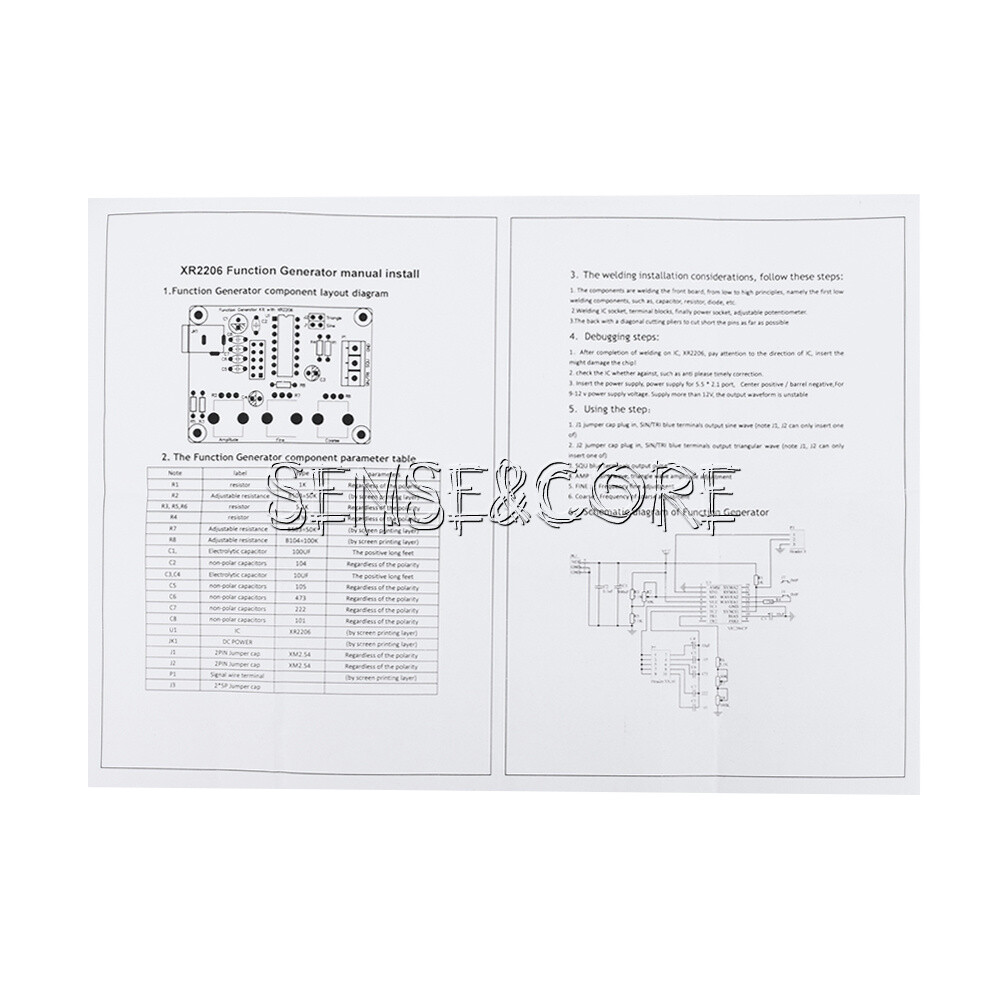 XR2206 Function Signal Generator Finished Sine Triangle Square Wave 1HZ-1MHZ-