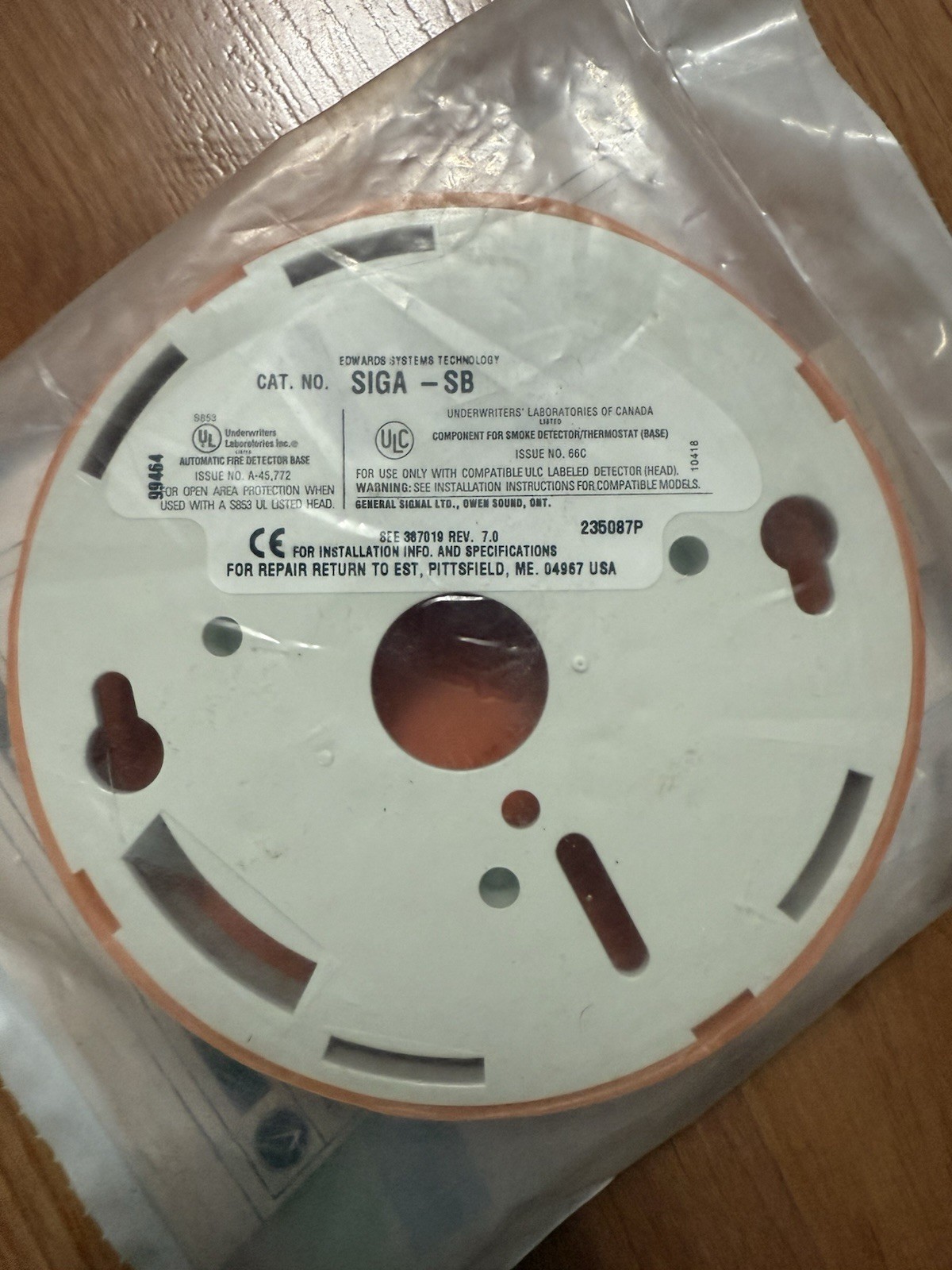 EST SIGA-SB AUTOMATIC FIRE DETECTOR BASE