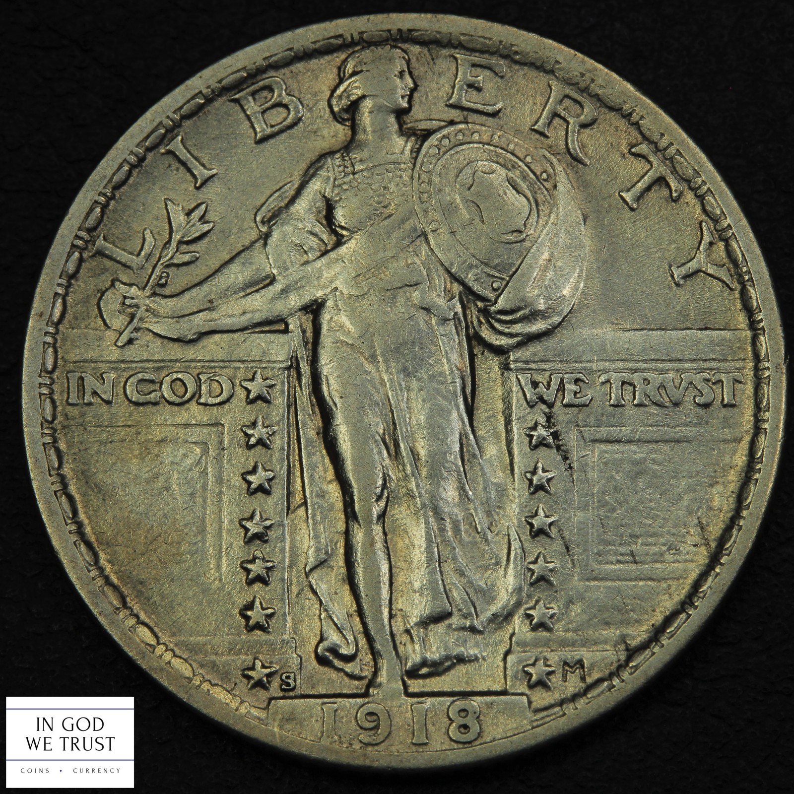 1918 S Standing Liberty Silver Quarter 25C (AU Almost Uncirculated)