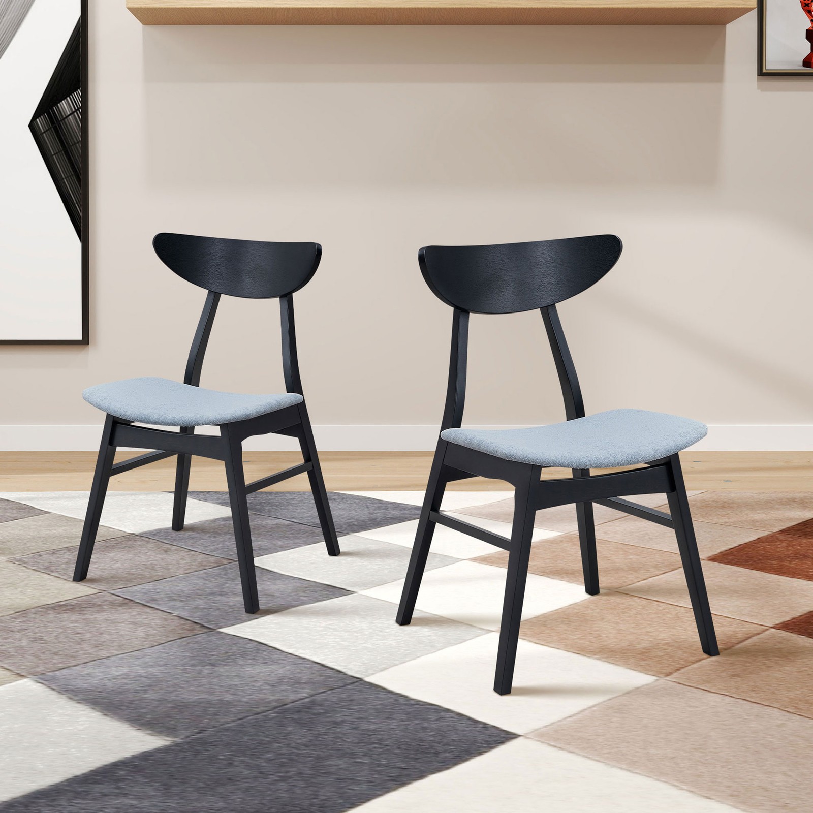 Wooden Dining Chairs Set of 2, Modern Soft Upholstered Kitchen Side Chairs,Woo