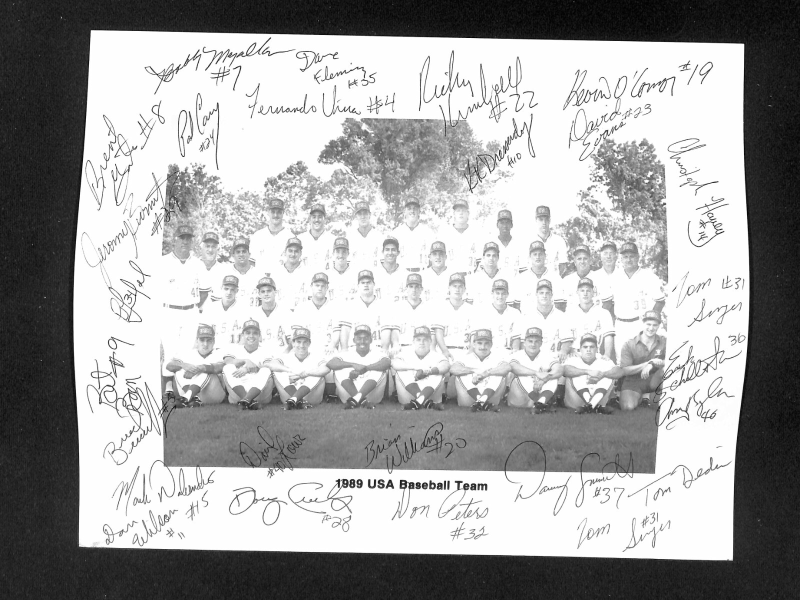 1989 USA Baseball Signed Photo & Program Brett Boone Burnitz Vina Wilson Autos