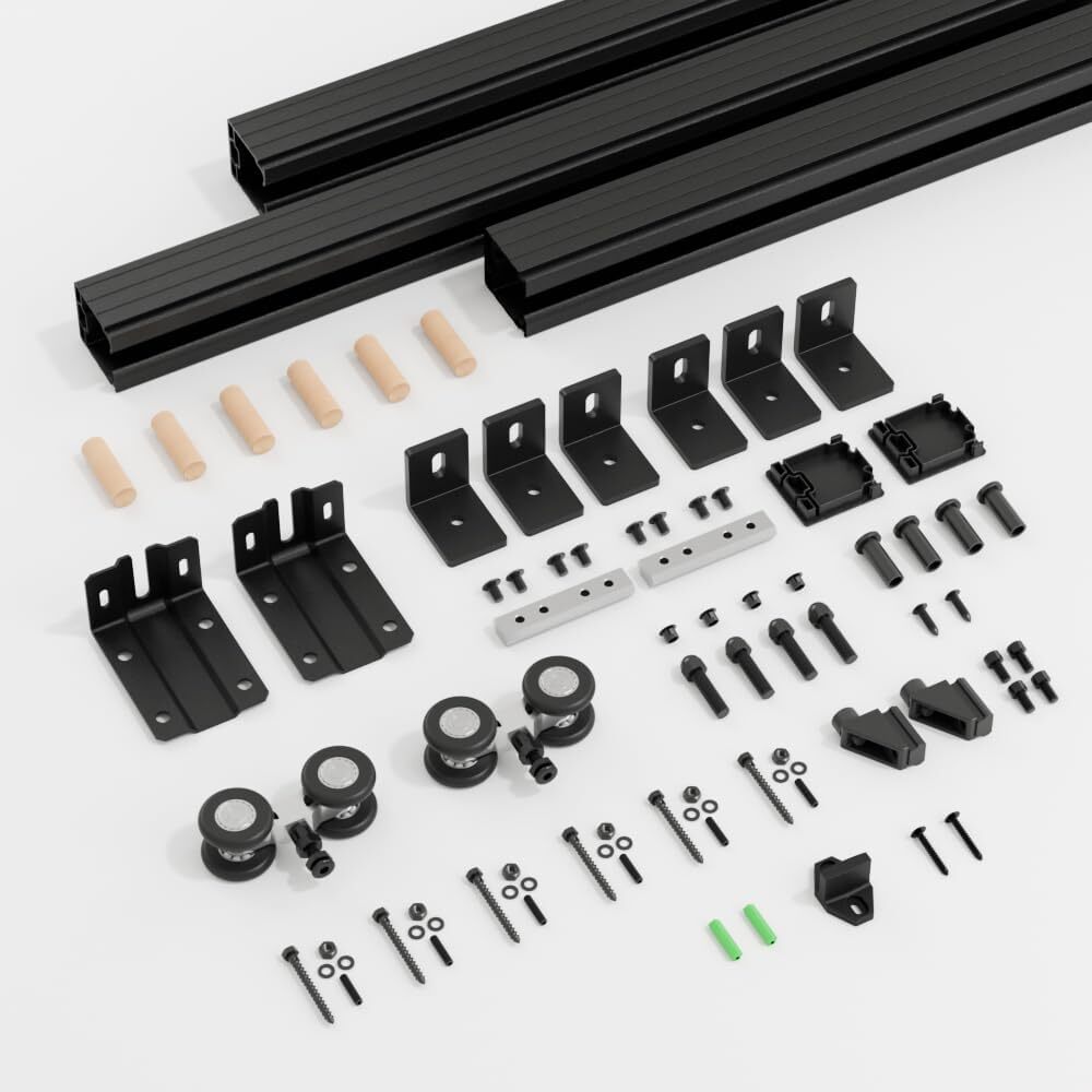 6FT/6.6FT Box Rail Hardware Sliding Barn Door Track Wall Mount Kit,Carbon Steel