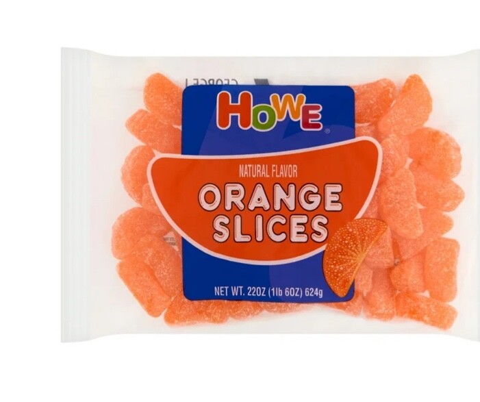 2 packs 22 oz of Howe  Candies, Chewy Orange slices free shipping