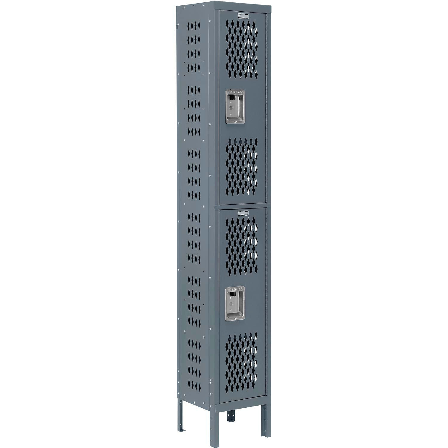 Global Industrial Infinity 2-Tier 2 Door Ventilated Locker 12"Wx15"Dx78"H