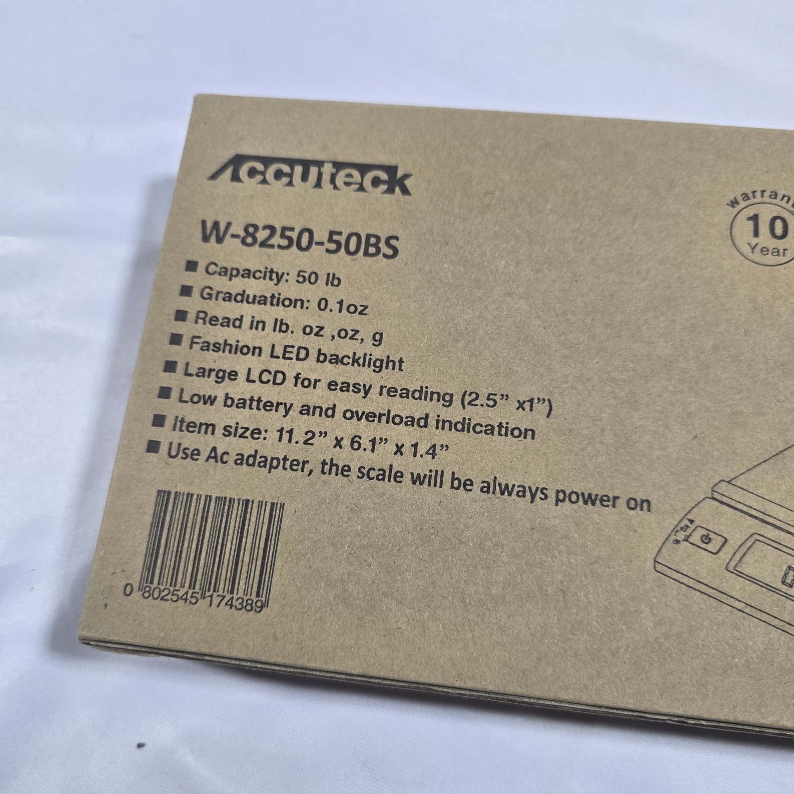 Accu-Tek W-8250-50BS Digital Postal Scale New Sealed