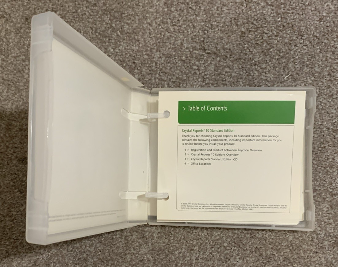 Crystal Reports v 10 Standard Edition PC 2004 GOOD