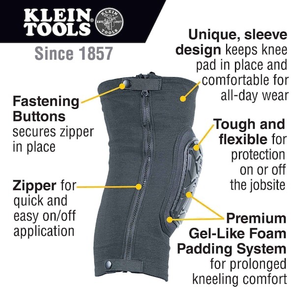 Klein Tools 60629 Tough-Flex Knee Pad Sleeve M/L, 2-Pair