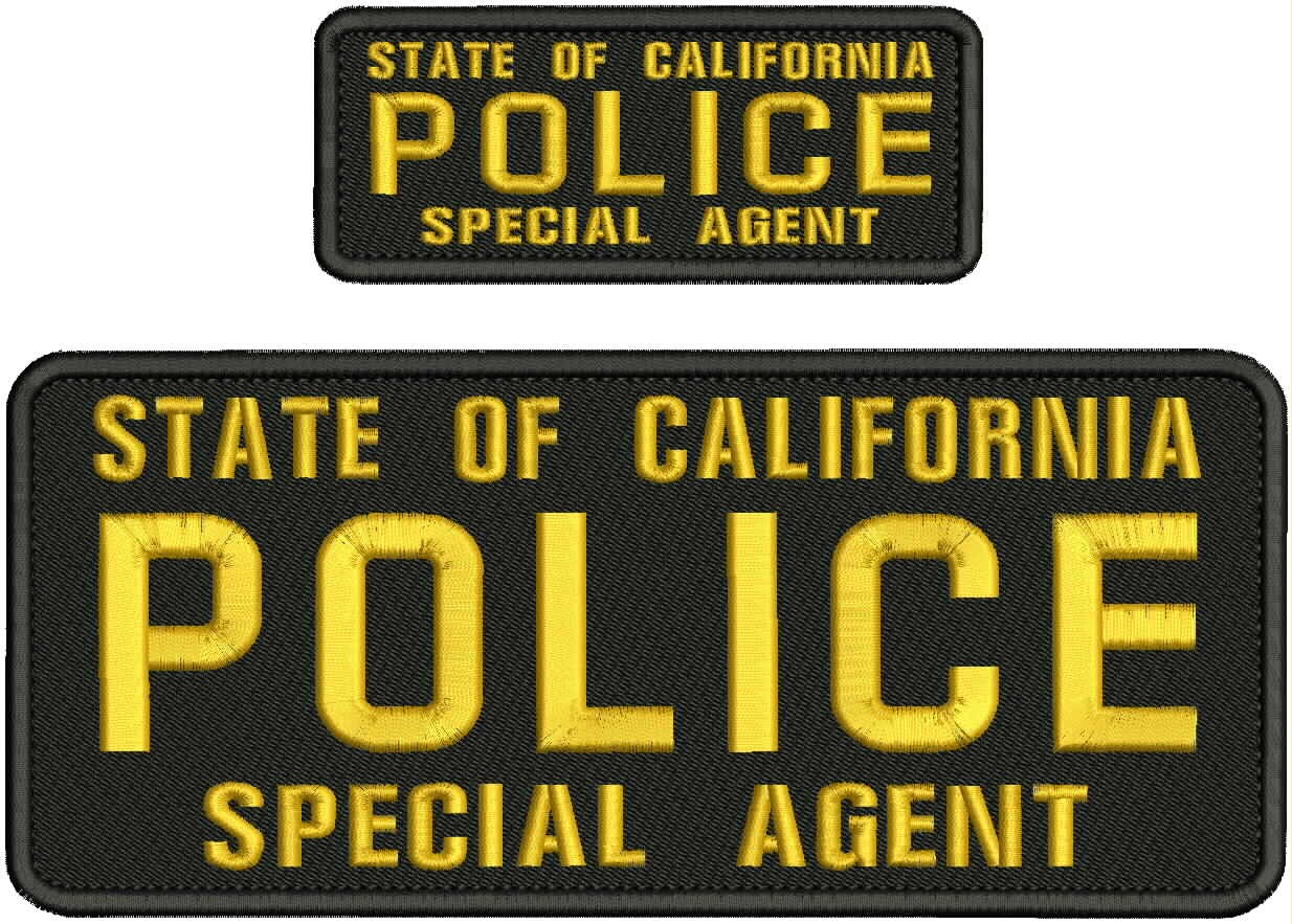STATE of California POLICE SPECIAL AGENT embroidery patch 4x10 and 2x5 hook gold