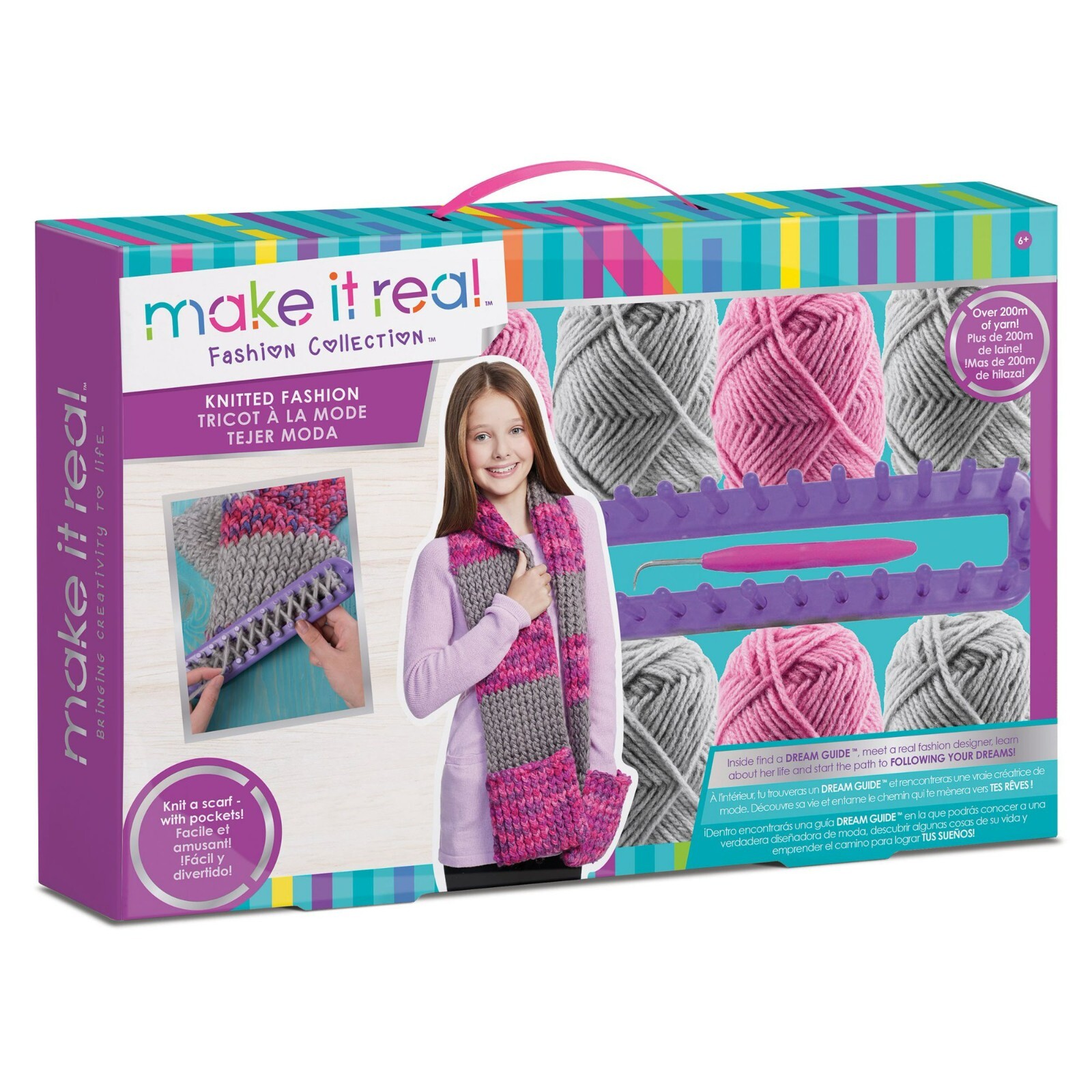 Make It Real Cozy Hands Scarf Knitting Craft Kit Kids