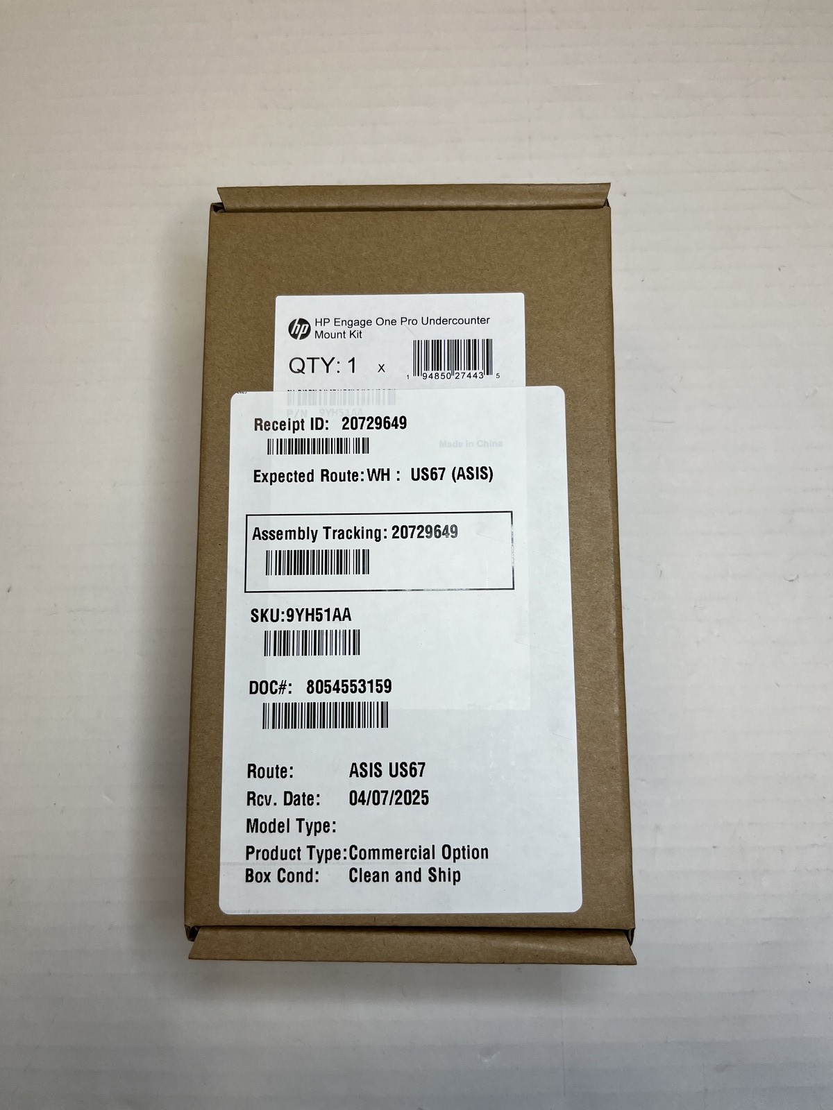9YH51AA HP Engage One Pro Undercounter Mount Kit