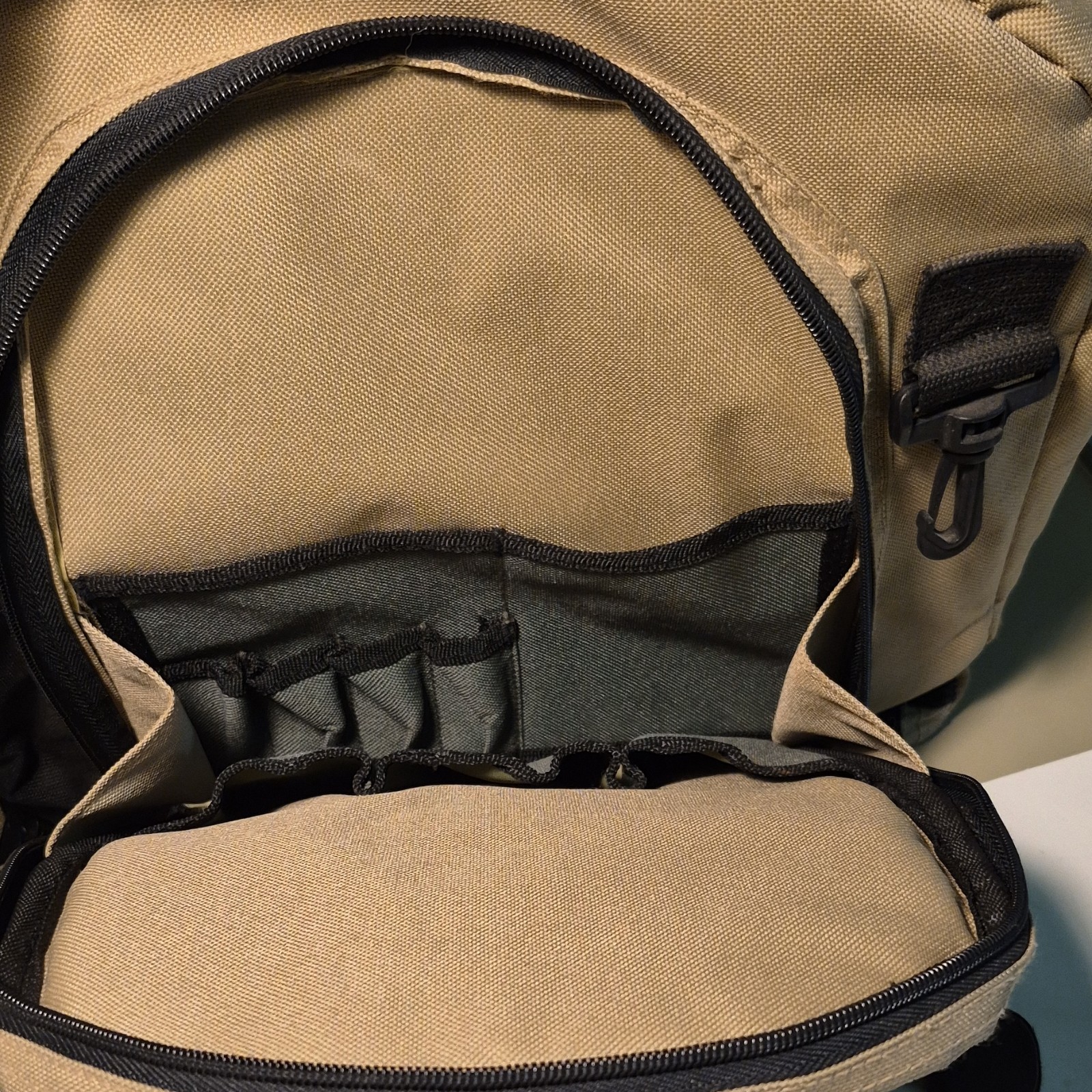 Grizzly Beige Gray Black Hiking Backpack Canvas Adjustable Straps 5 Pockets