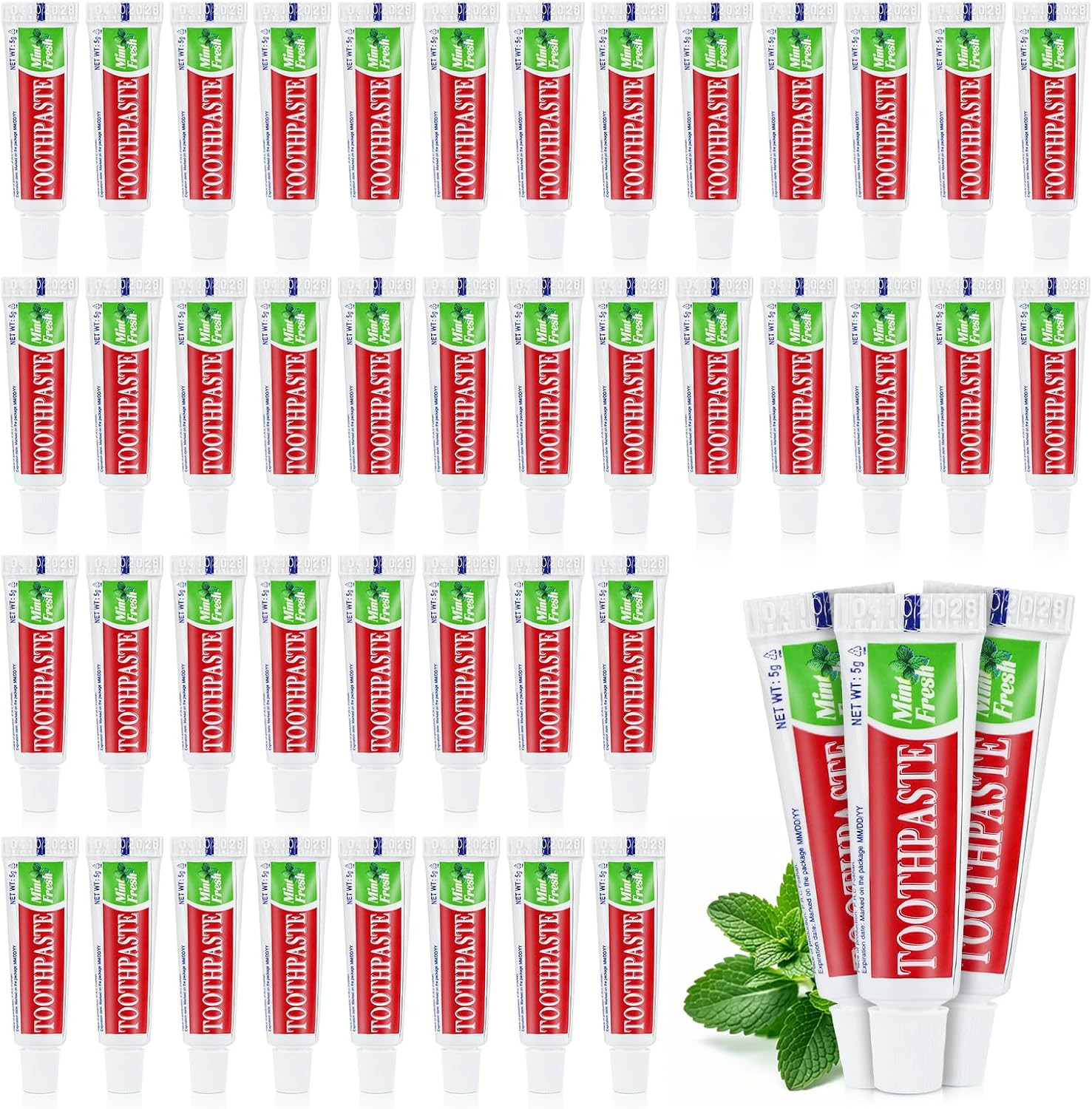 100 Tubes Travel Size Toothpaste in Bulk Disposable Mini Mint 0.17 Oz/ 5G | Comp
