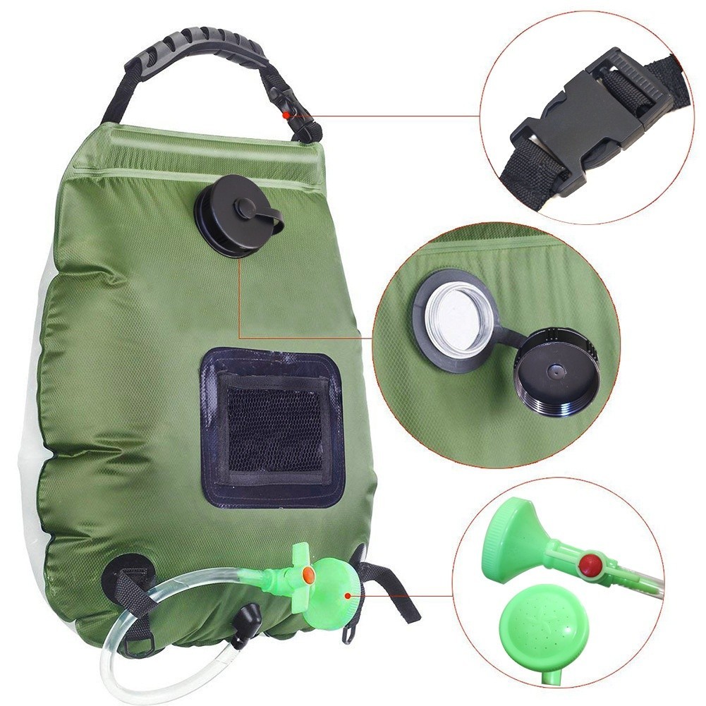 Portable 20L Solar Shower Bag for Outdoor Adventures Camping Fishing and Hiking
