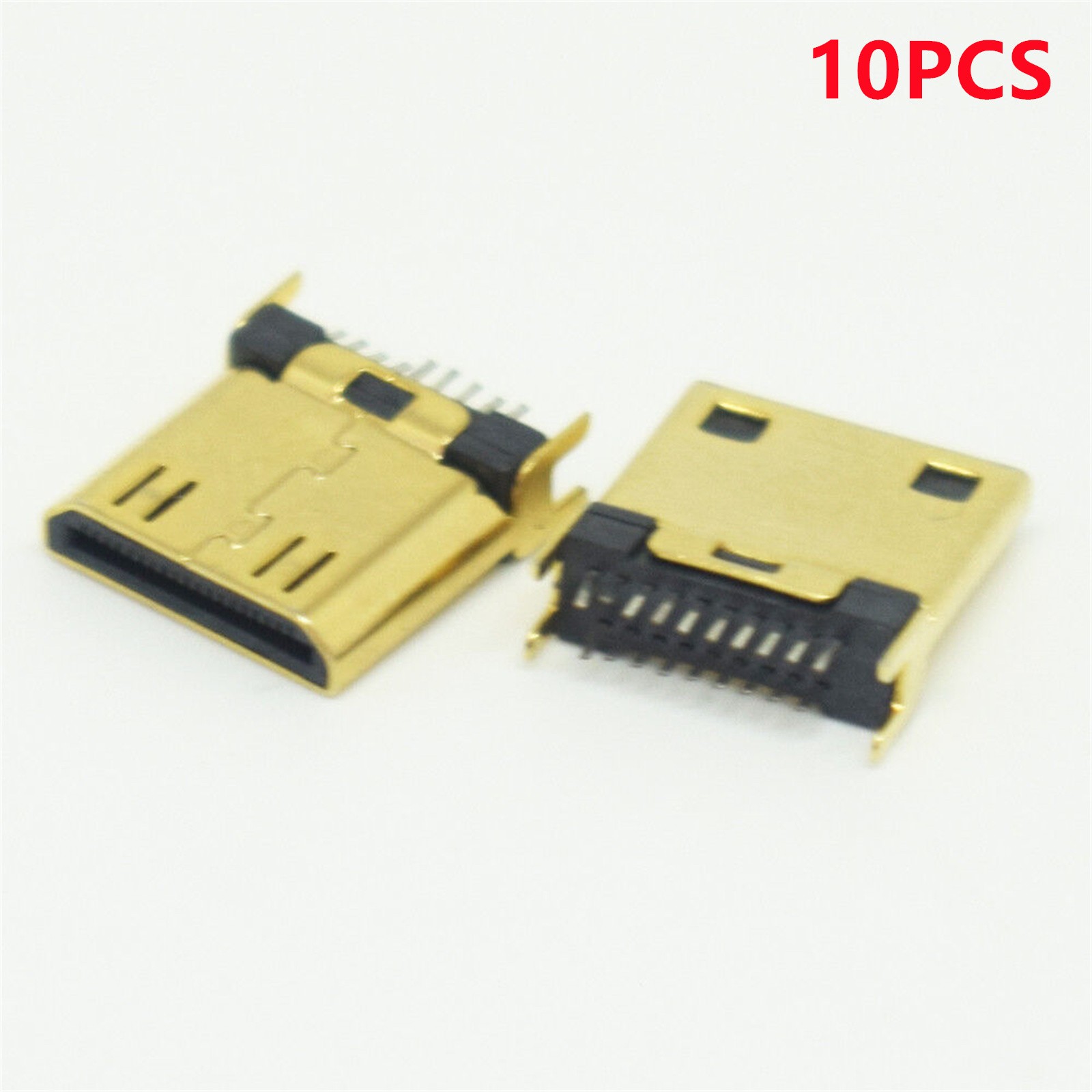 10PCS MINI HDMI Male Connector Gold Plated Vertical Straight Plug Socket