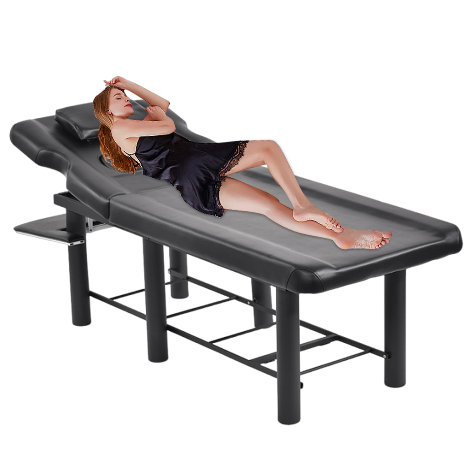 185cm Professional Stationary Massage Table with Backrest for Treatment Table---